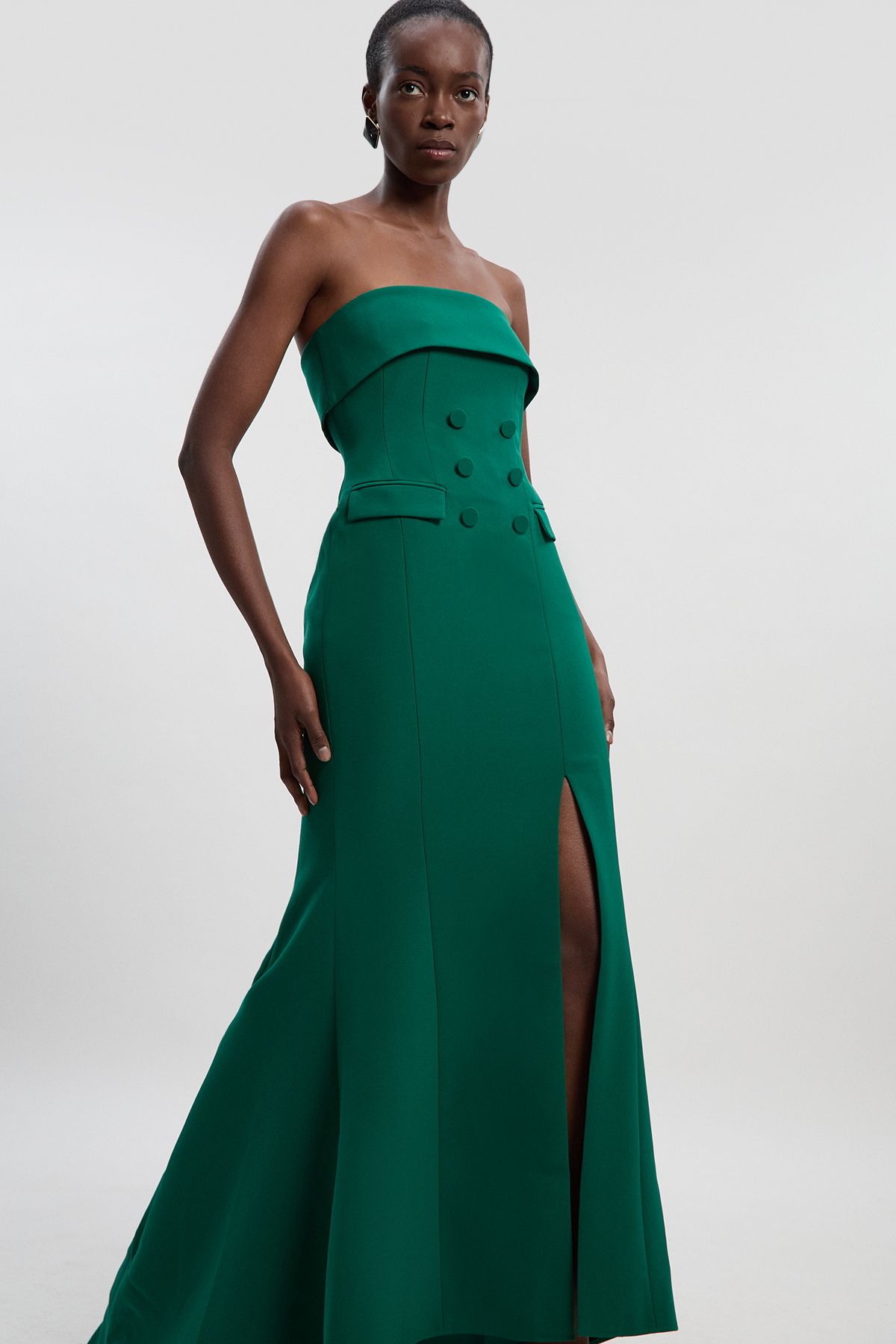 KarenMillen Petite Polished Tailored Bandeau Tux Maxi Dress