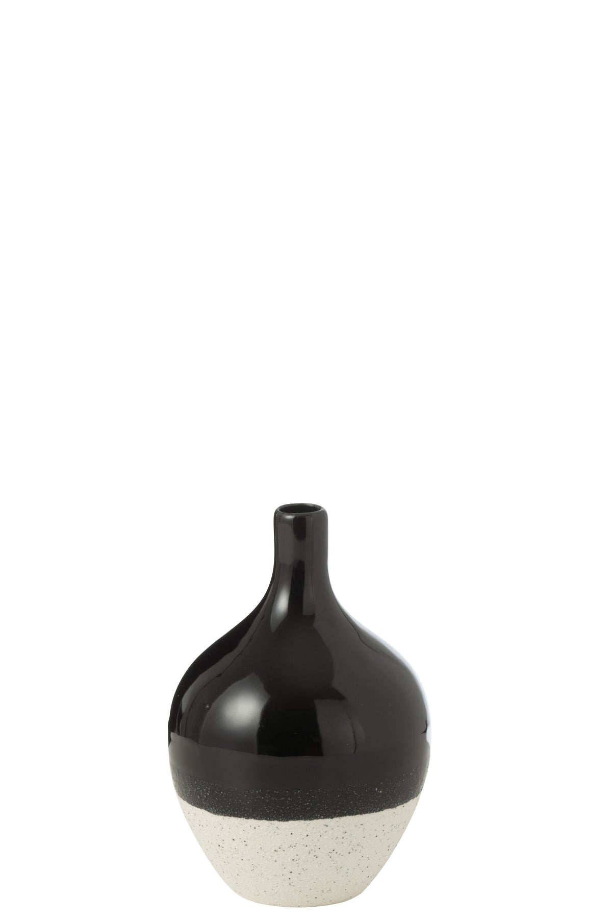 J-Line vaas Iva - porselein - zwart/wit - small - Ø 11.5 cm