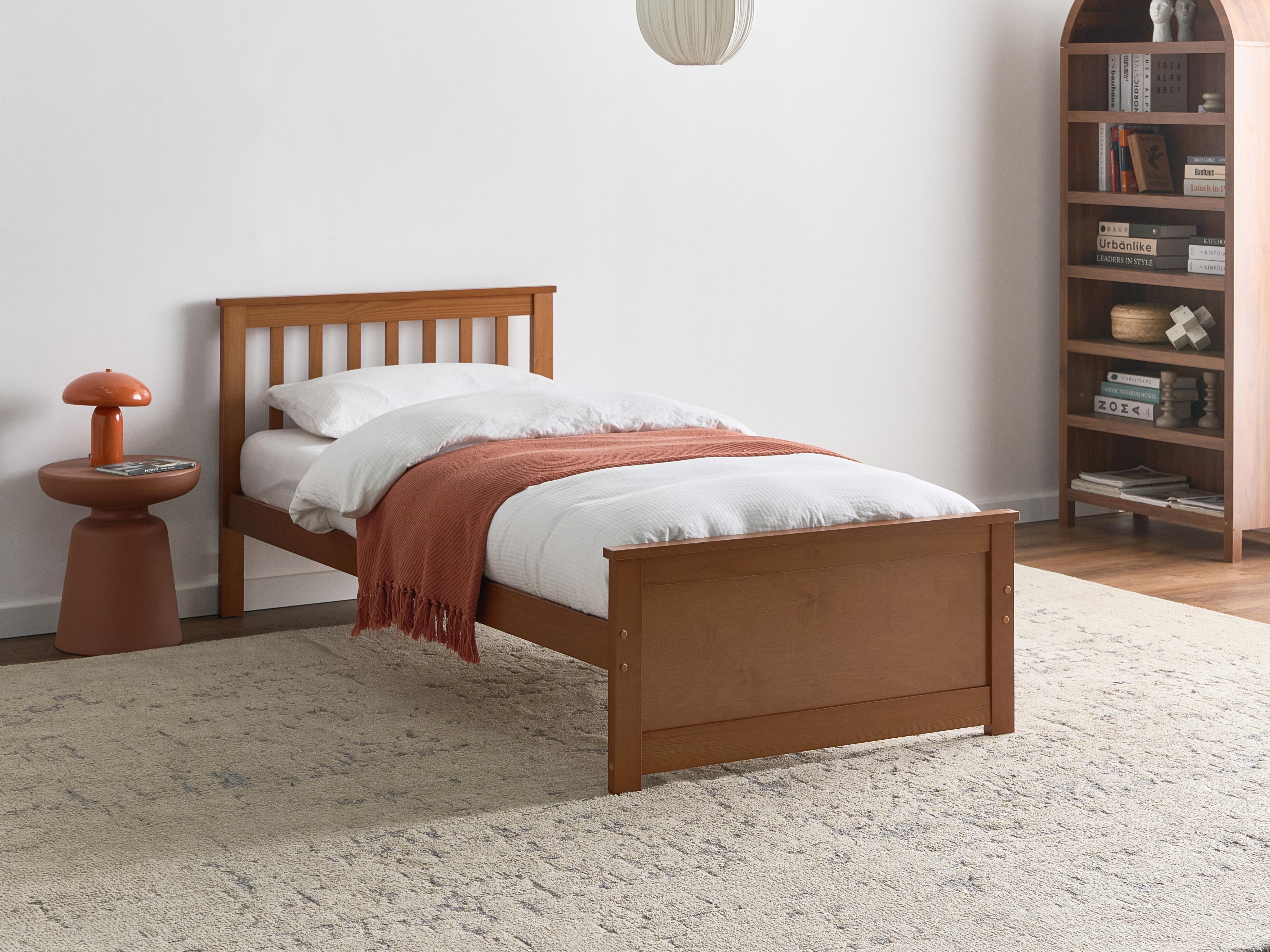 Bed Pine Wood OLENDON 90 x 200 cm (EU Single) Brown