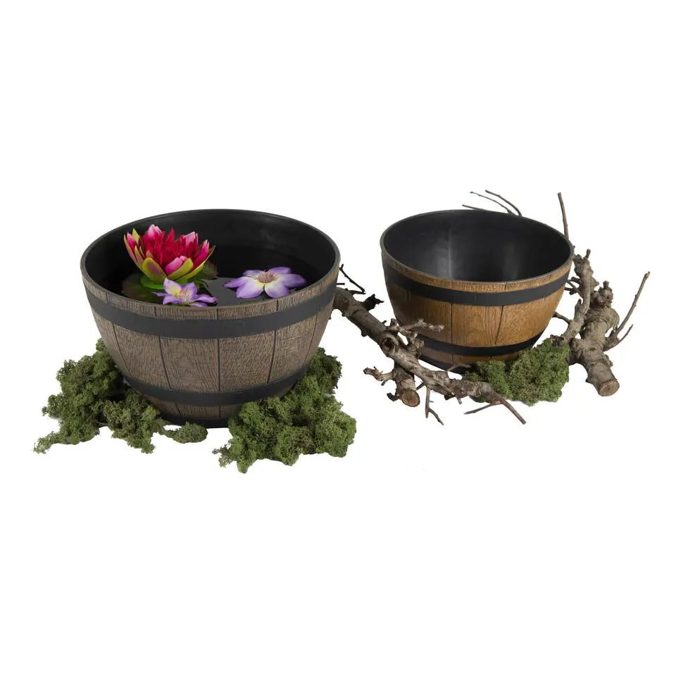 Mega Collections Plantenpot/bloempot - kunststof - bruin - rond - D40 cm