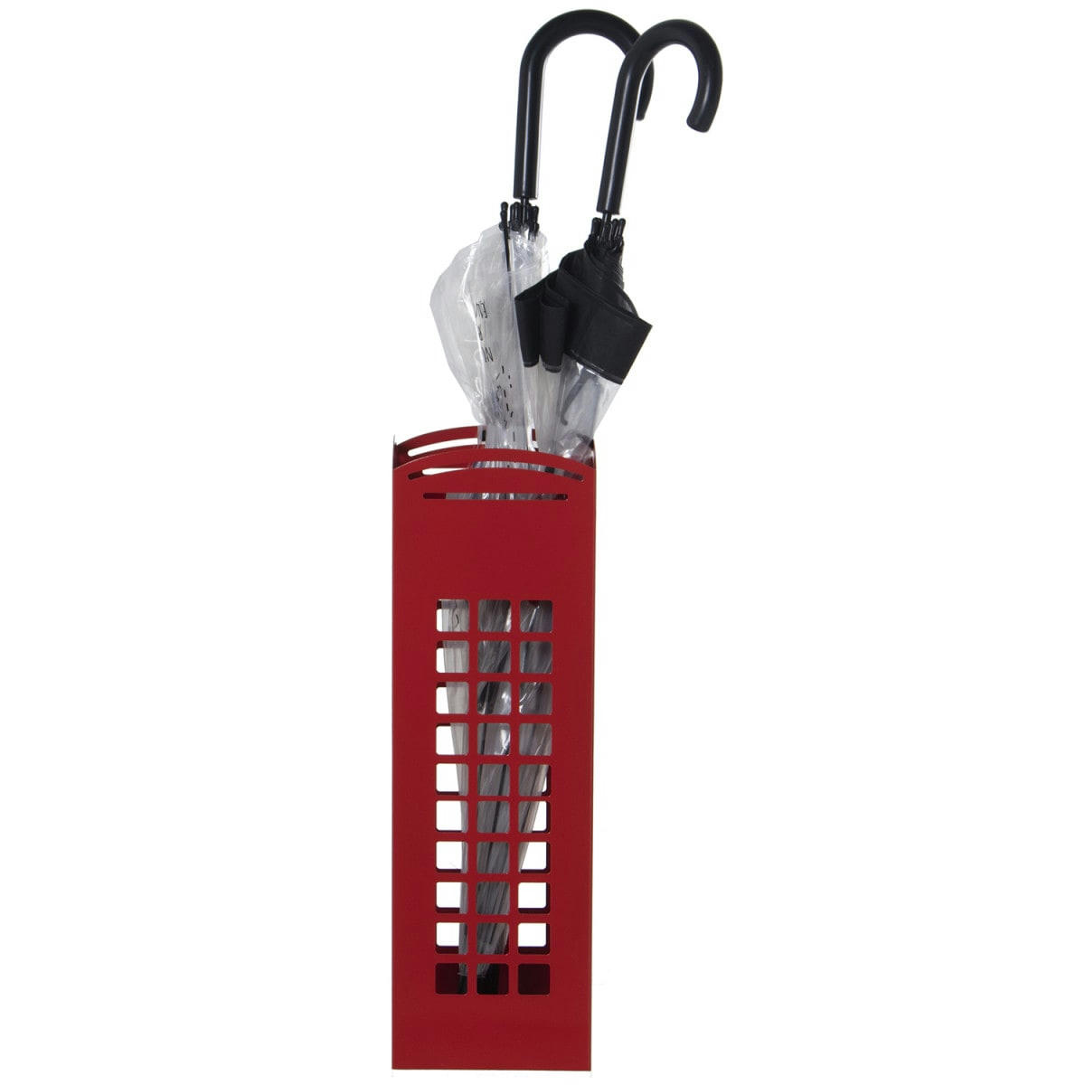 CABINE TÉLÉPHONIQUE - Porte parapluie en métal rouge 15,5x15,5x49cm