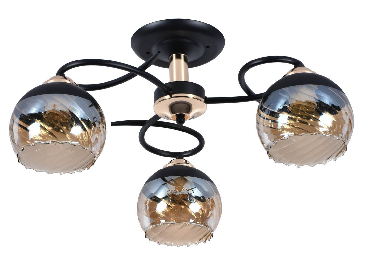 Lampa sufitowa czarno-złota Matera 3xE27x60W wym: 25x54x54 cm Lampex