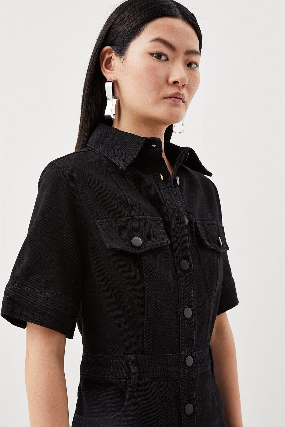 KarenMillen Forever Denim Maxi Shirt Dress