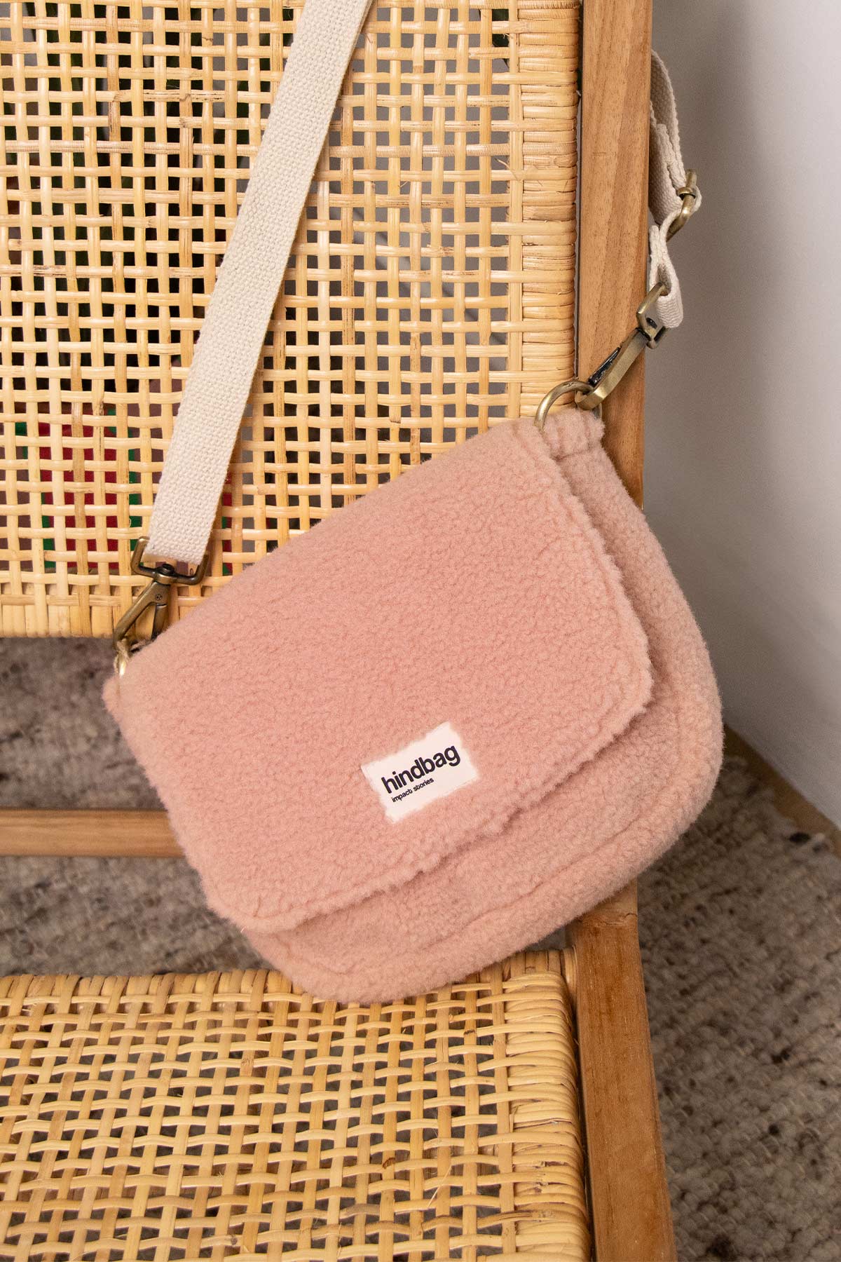 Sac à main Margault Teddy Rose poudré