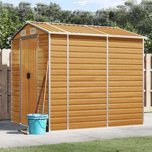NNEVL Garden Shed Light Brown 191x215x198 cm Galvanised Steel