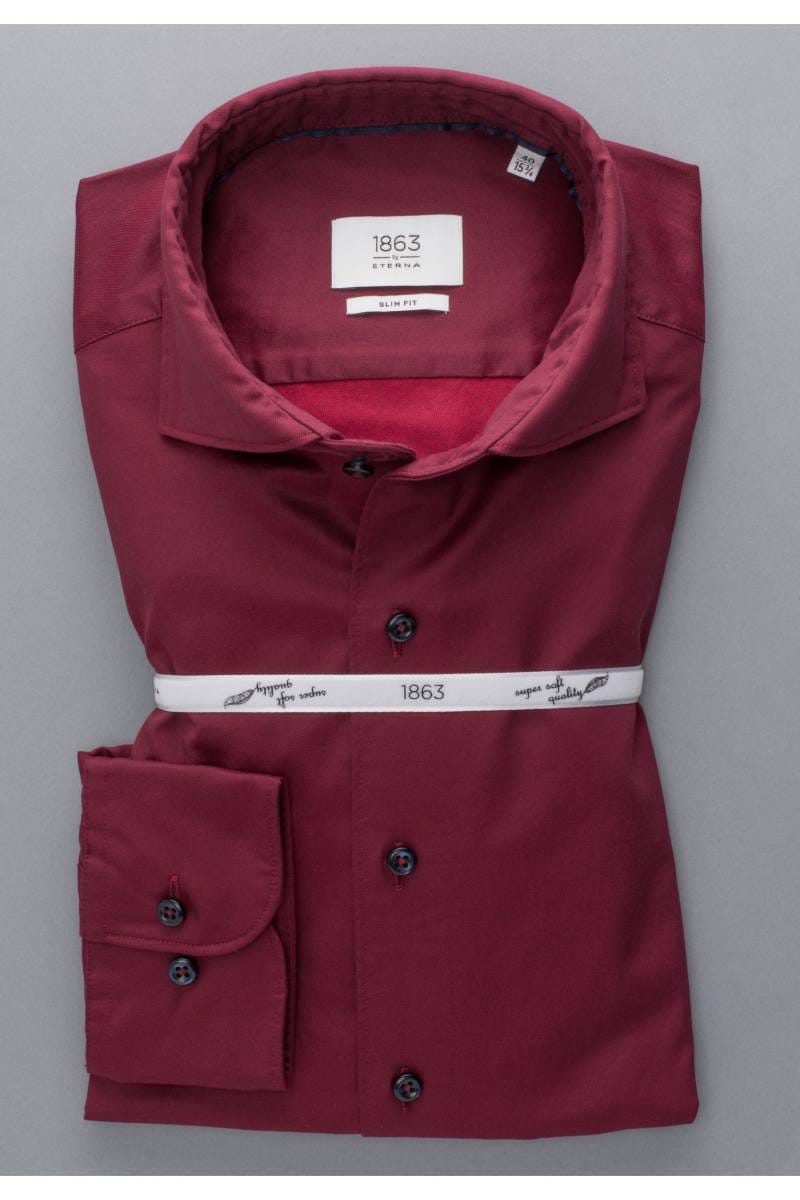 ETERNA 1863 Soft Tailoring Slim Fit Hemd rot, Einfarbig