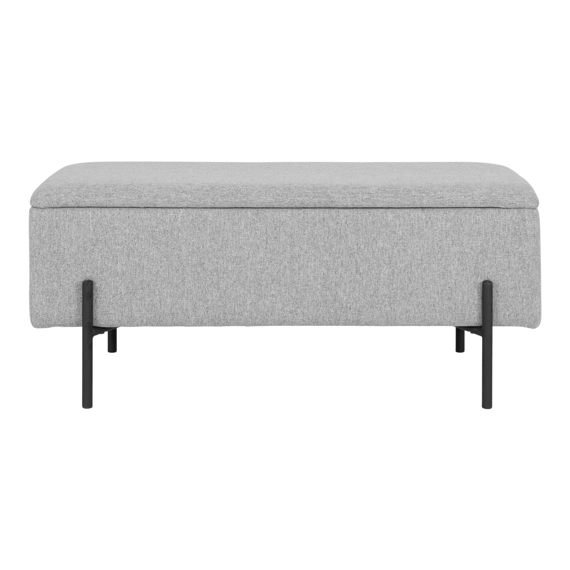 Banc coffre gris clair avec pieds en métal noir BRUGES