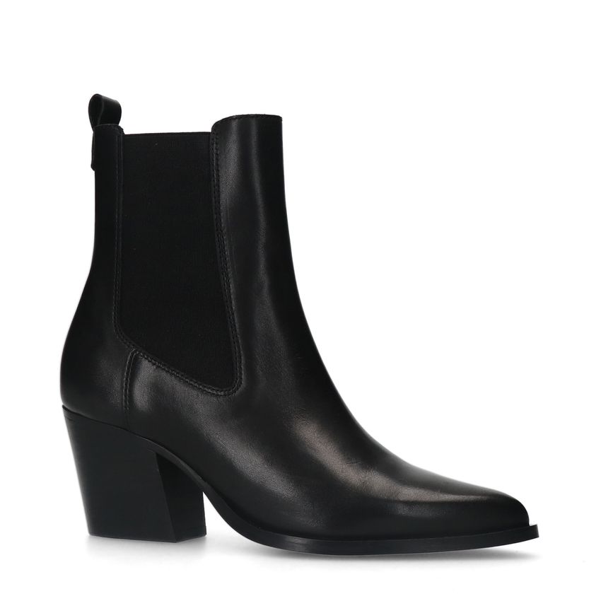 Manfield Zwarte leren cowboy laarzen