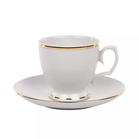 Komplet 6 filiżanek ze spodkiem 0,11 L / 12 cm Altom Design - MariaPaula złota linia L02