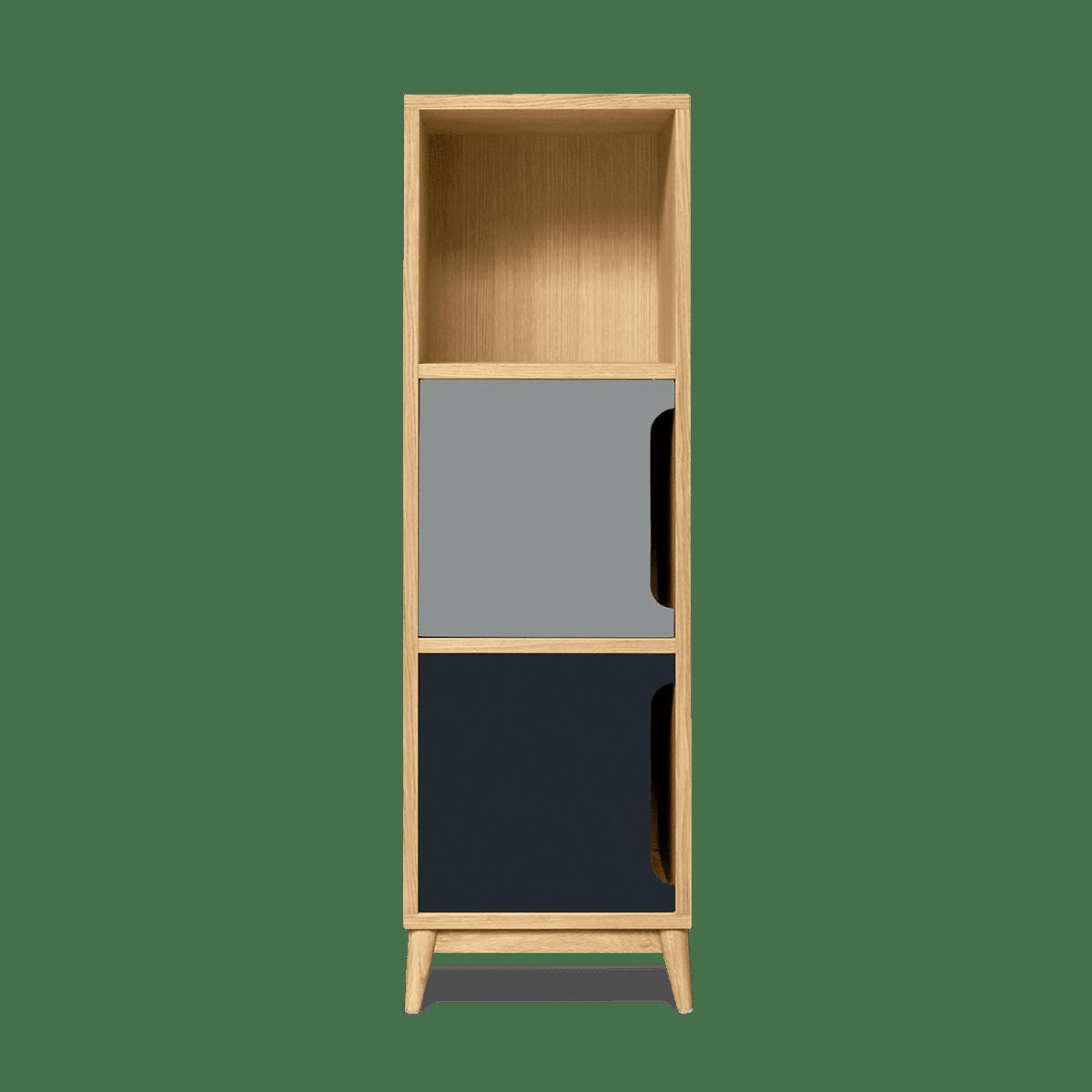 KULT - Colonne de rangement couleur chene et bicolore gris, 2 portes.