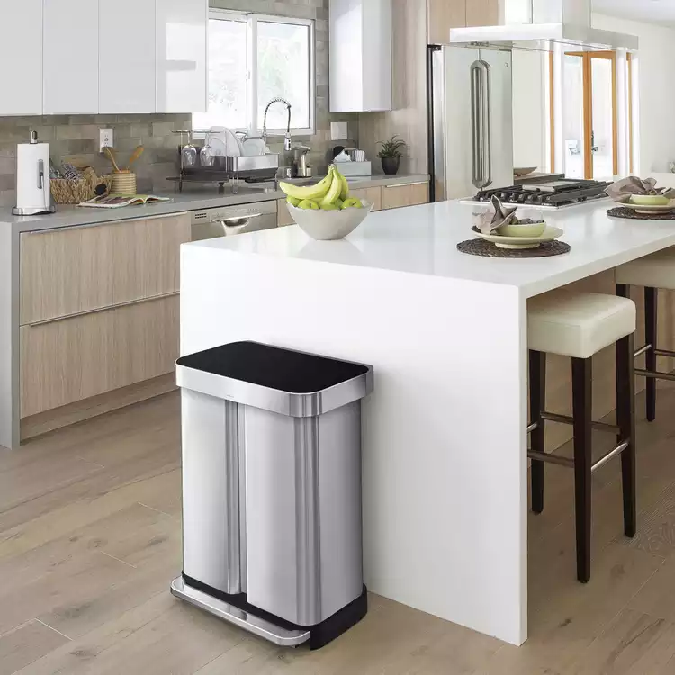 Simplehuman 58 Litre Recycling Pedal Bin - Stainless Steel