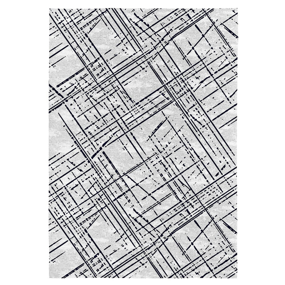 MIK - Tapis de salon de salon en coton impression digital 160x230 cm gris