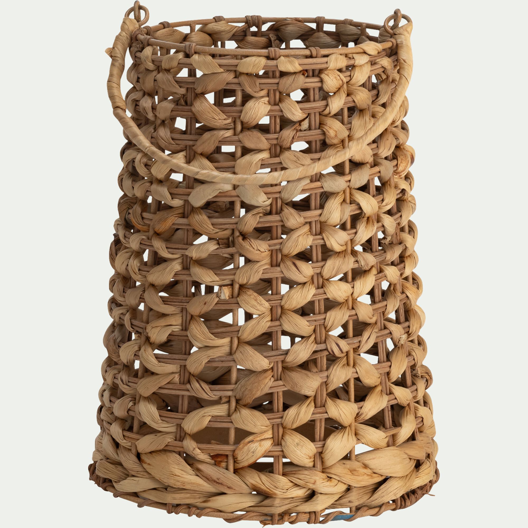 GALY - Lanterne en jacinthe d'eau et rotin H27cm - naturel