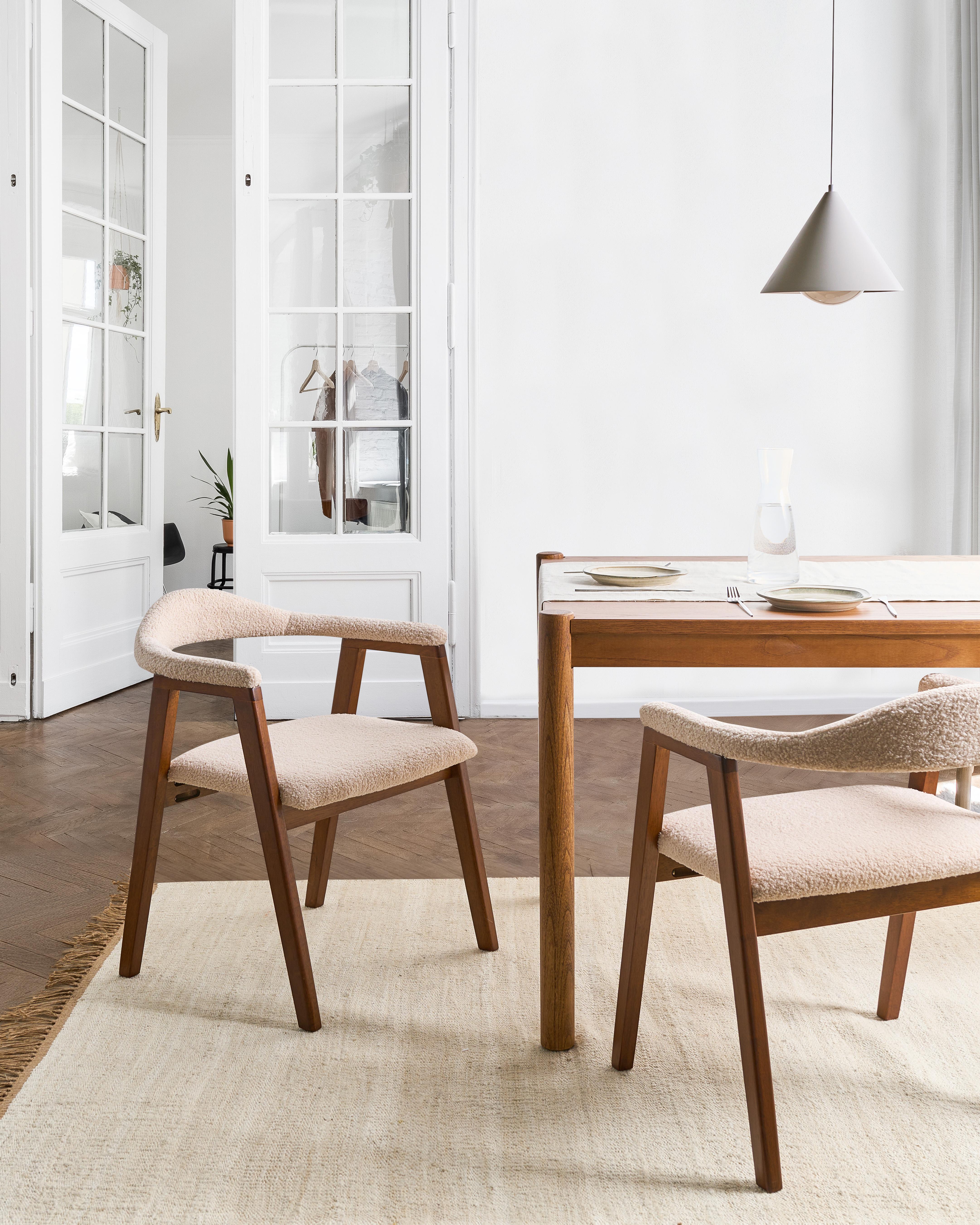 Set of 2 Dining Chairs ONECO Wood Dark Brown