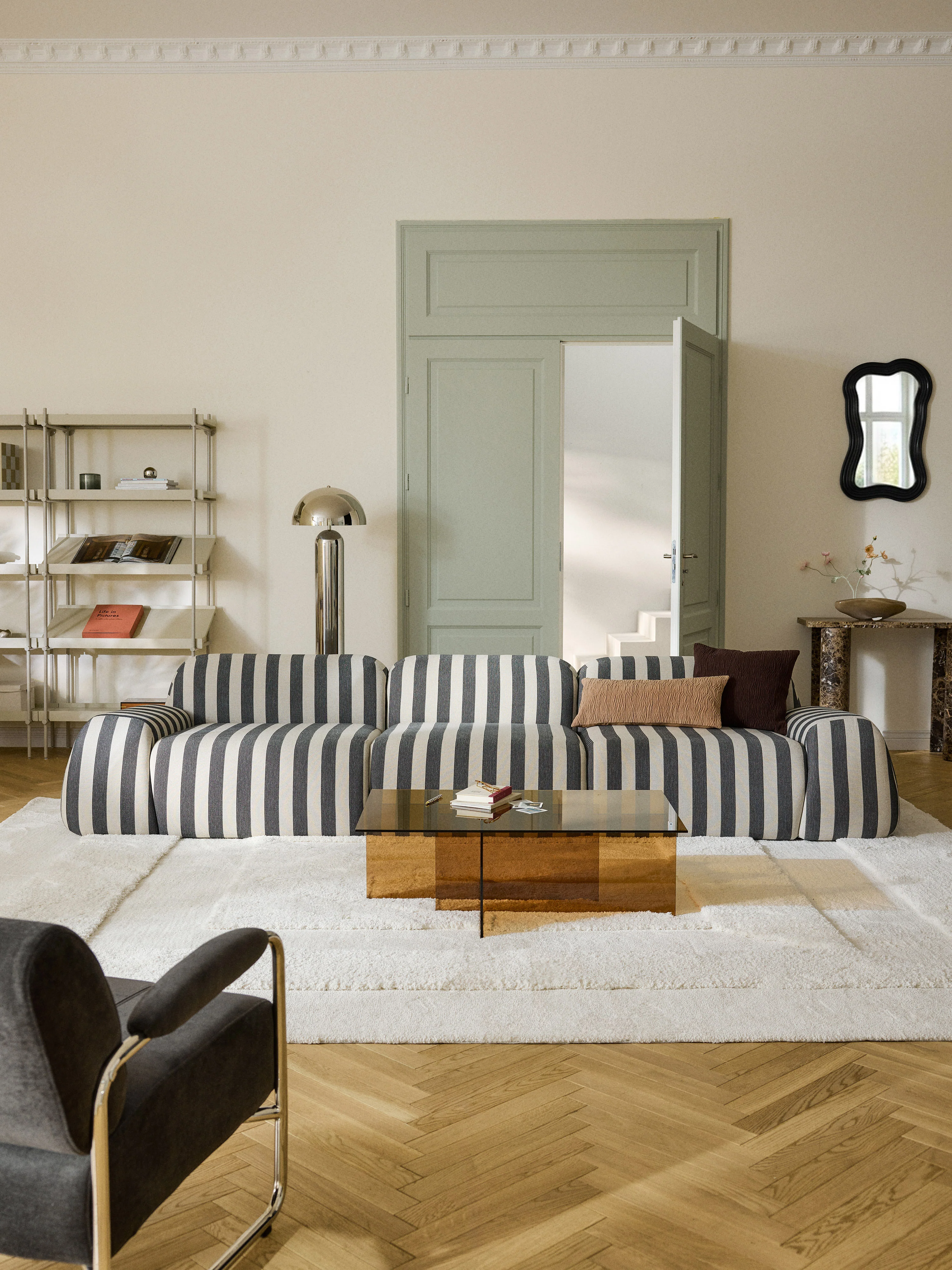 Gestreiftes modulares Sofa Wolke (4-Sitzer)