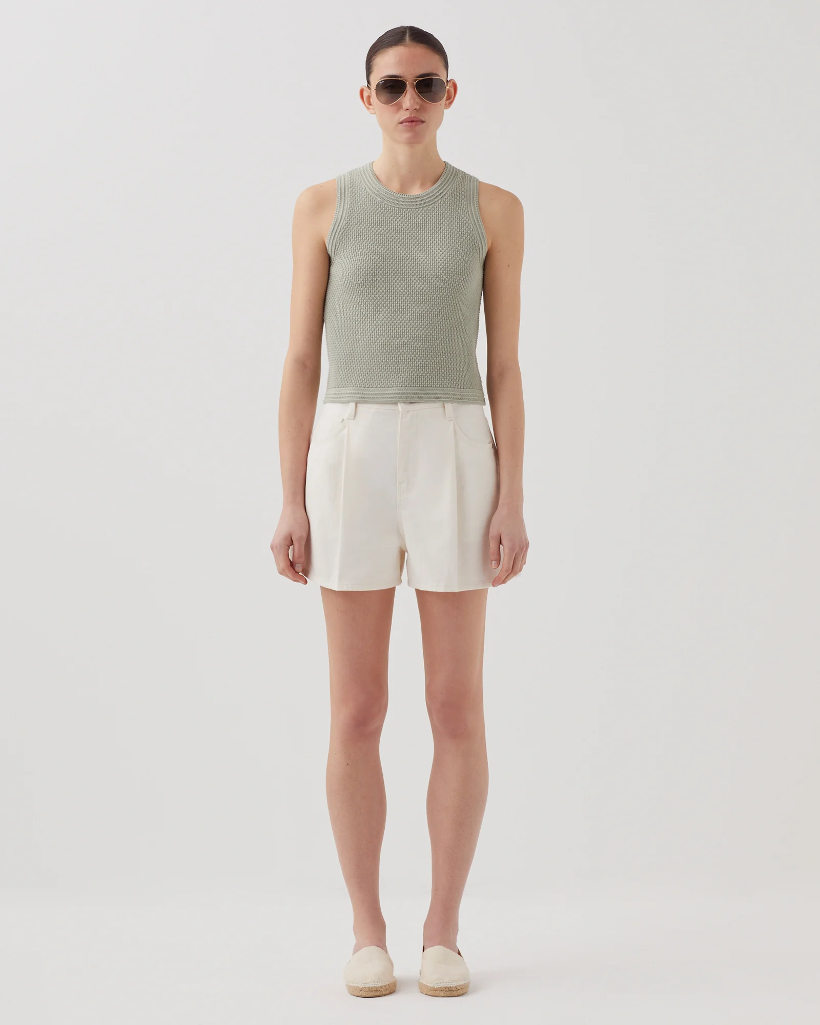 Débardeur maille ajourée en coton