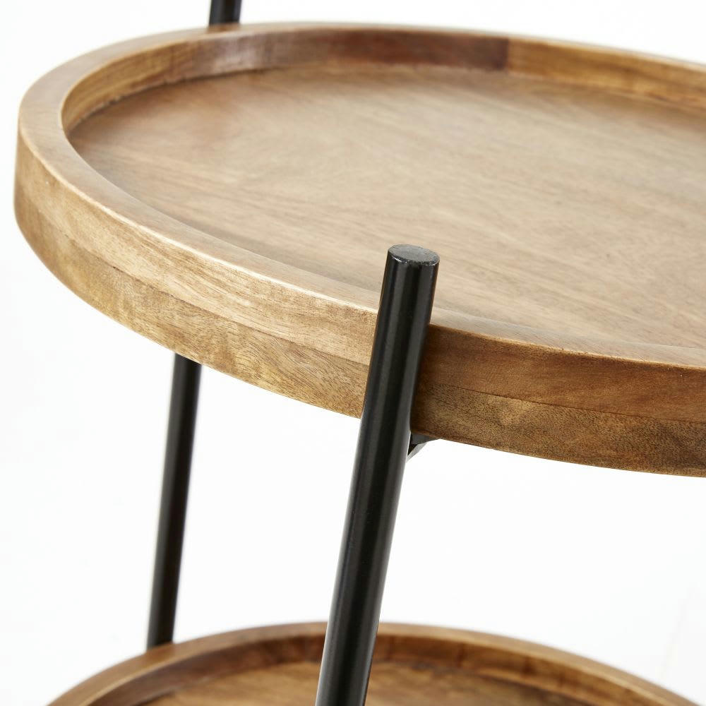 OREGON - Bout de canapé en bois de manguier et métal noir