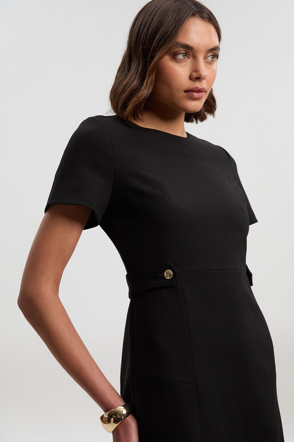 KarenMillen Compact Stretch Essential Waist Tab Detail Tailored Mini Dress