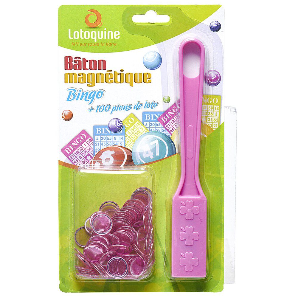 Bâton magnétique   100 pions loto en plastique