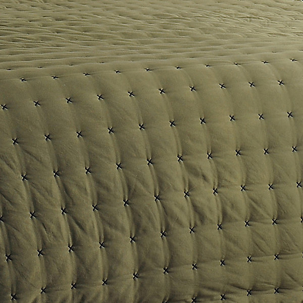 Jeté de lit matelassé et uni (230x250 cm - Vert foncé)