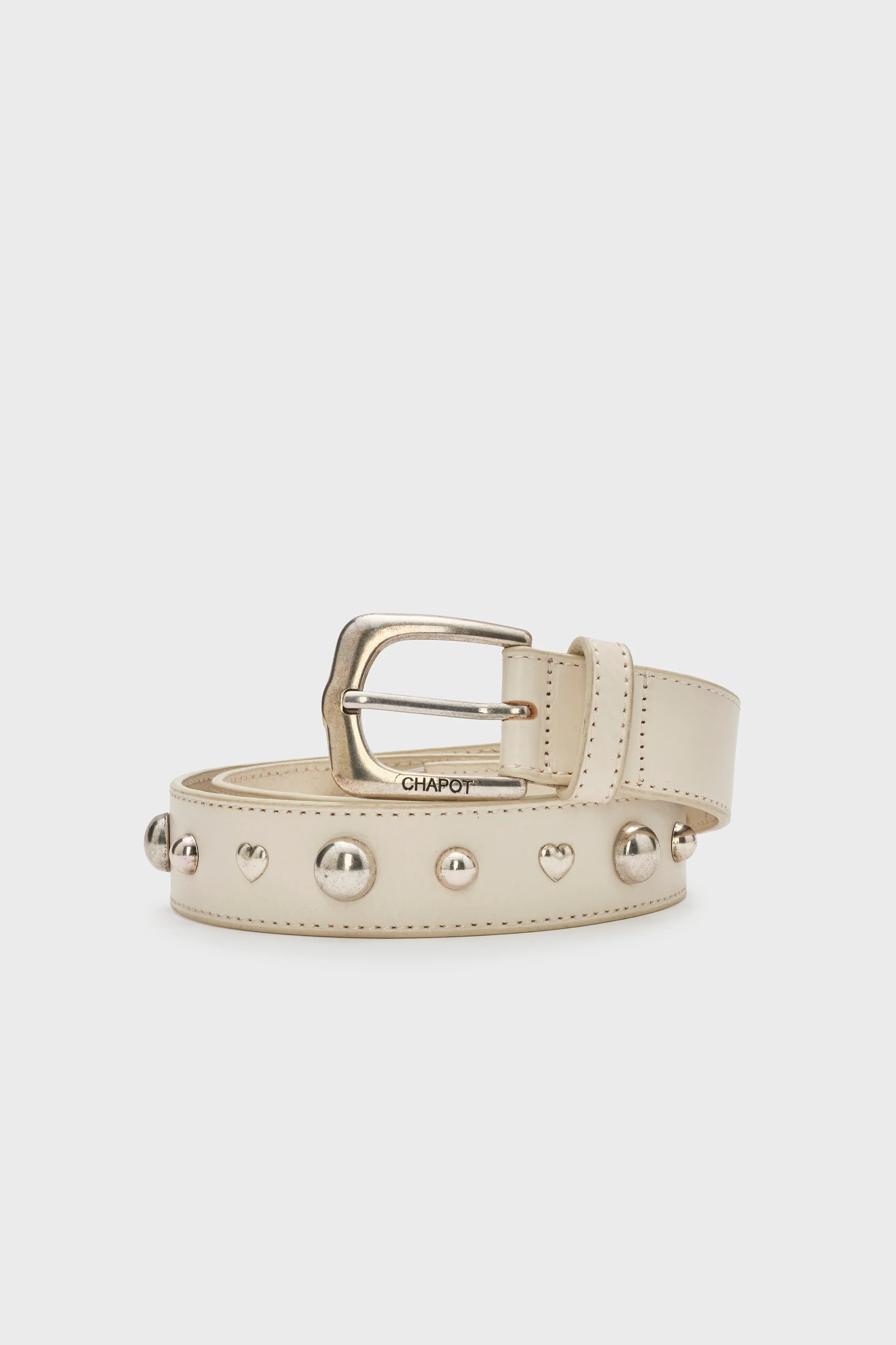 Play Of Studs Belt Leather | Cosy White