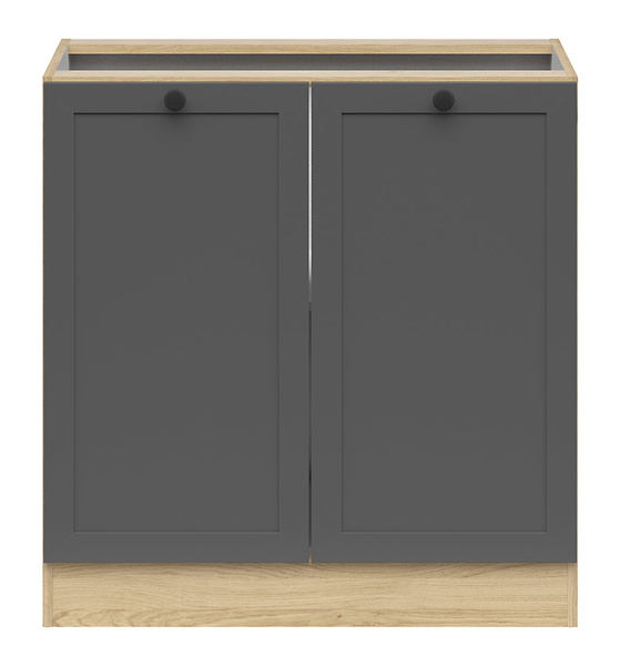 Szafka kuchenna dolna Junona Line 80 cm z 2 drzwiami dąb bernstein/grafit