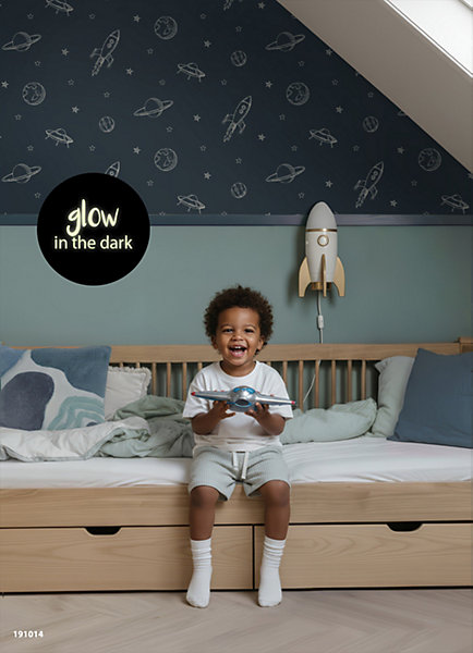 ESTAhome papier peint glow-in-the-dark Univers bleu foncé 53 cm x 10.05 m