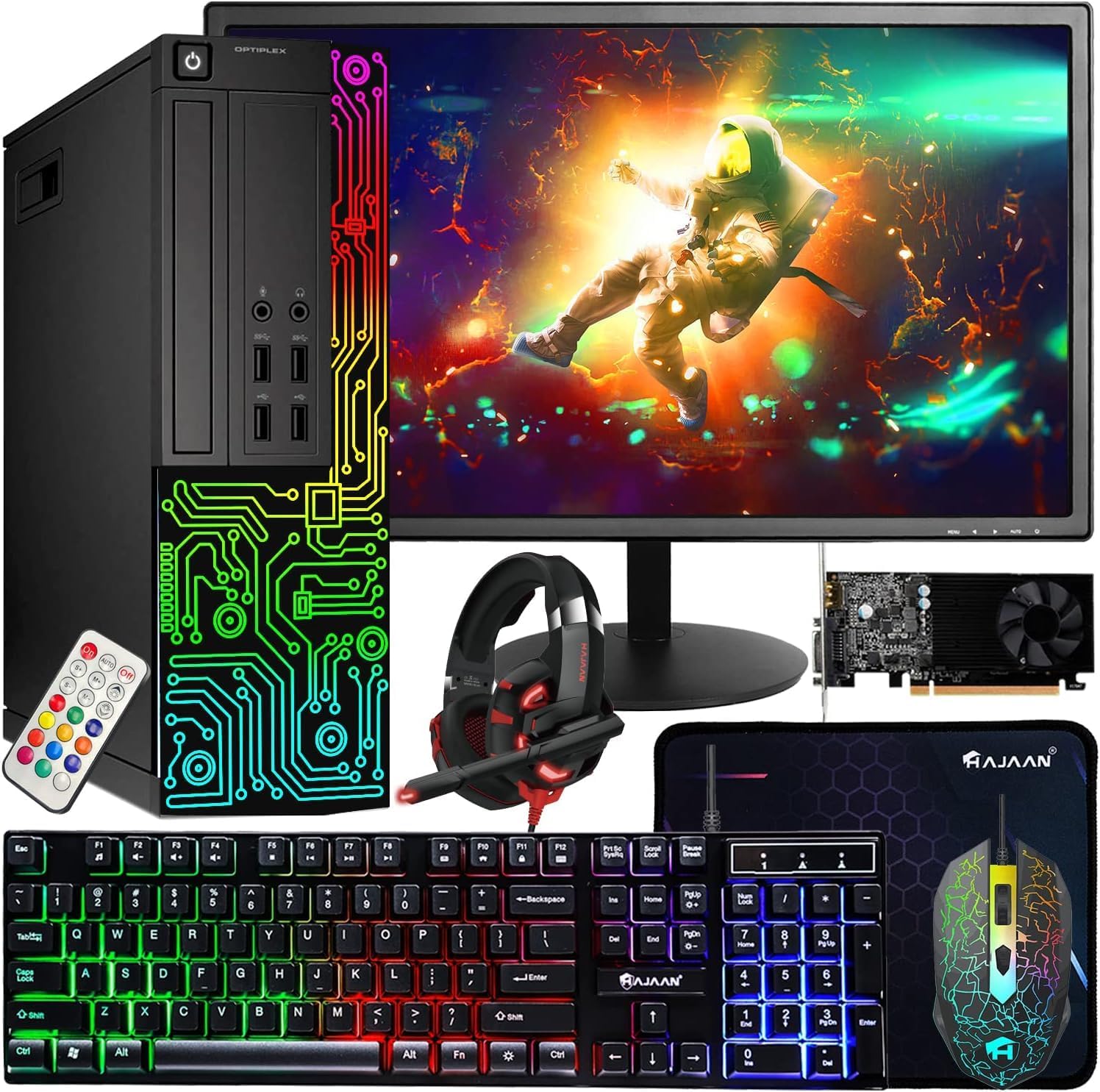 Dell Gaming OptiPlex Desktop RGB Computer PC  Intel Core i7  GeForce GT 1030 2GB GDDR5  16GB RAM  512GB SSD  24 Inch HDMI Monitor  Keyboard Mouse and Headset  WiFi  W11 Pro (Renewed)