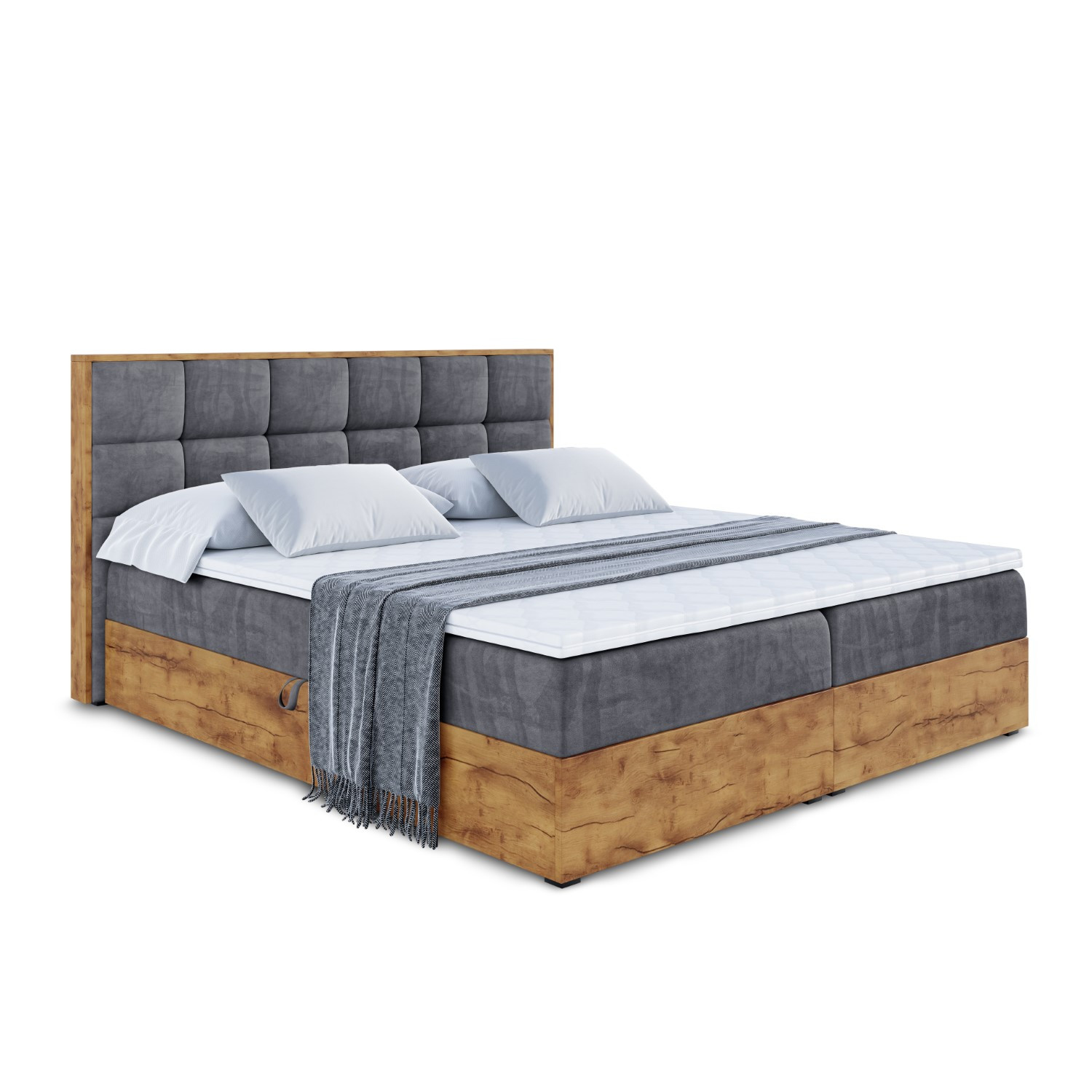 Łóżko kontynentalne z pojemnikiem i materacem H3 LOLLI2 - 120x200cm