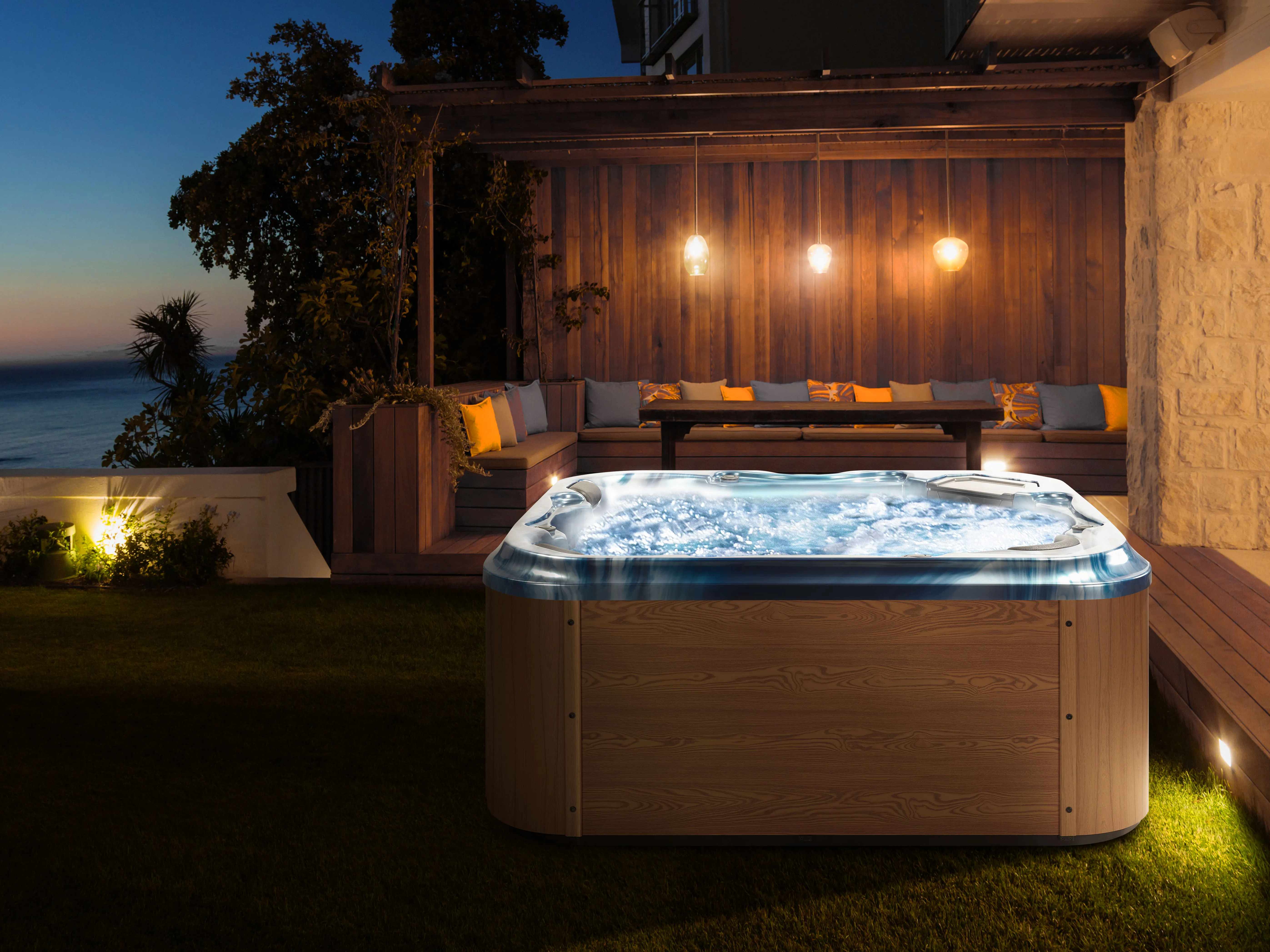 Outdoor Hot Tub with LED TULAROSA Blue