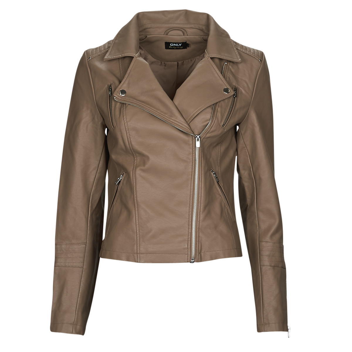 Only - ONLGEMMA FAUX LEATHER BIKER - Taupe