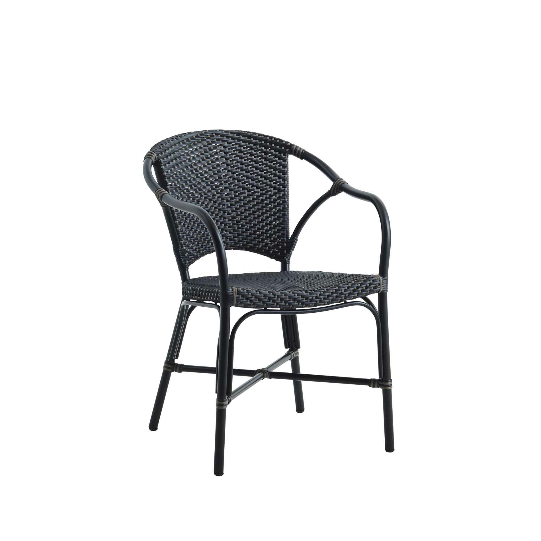 VALERIE - Fauteuil repas empilable en alu et fibre synthétique noir