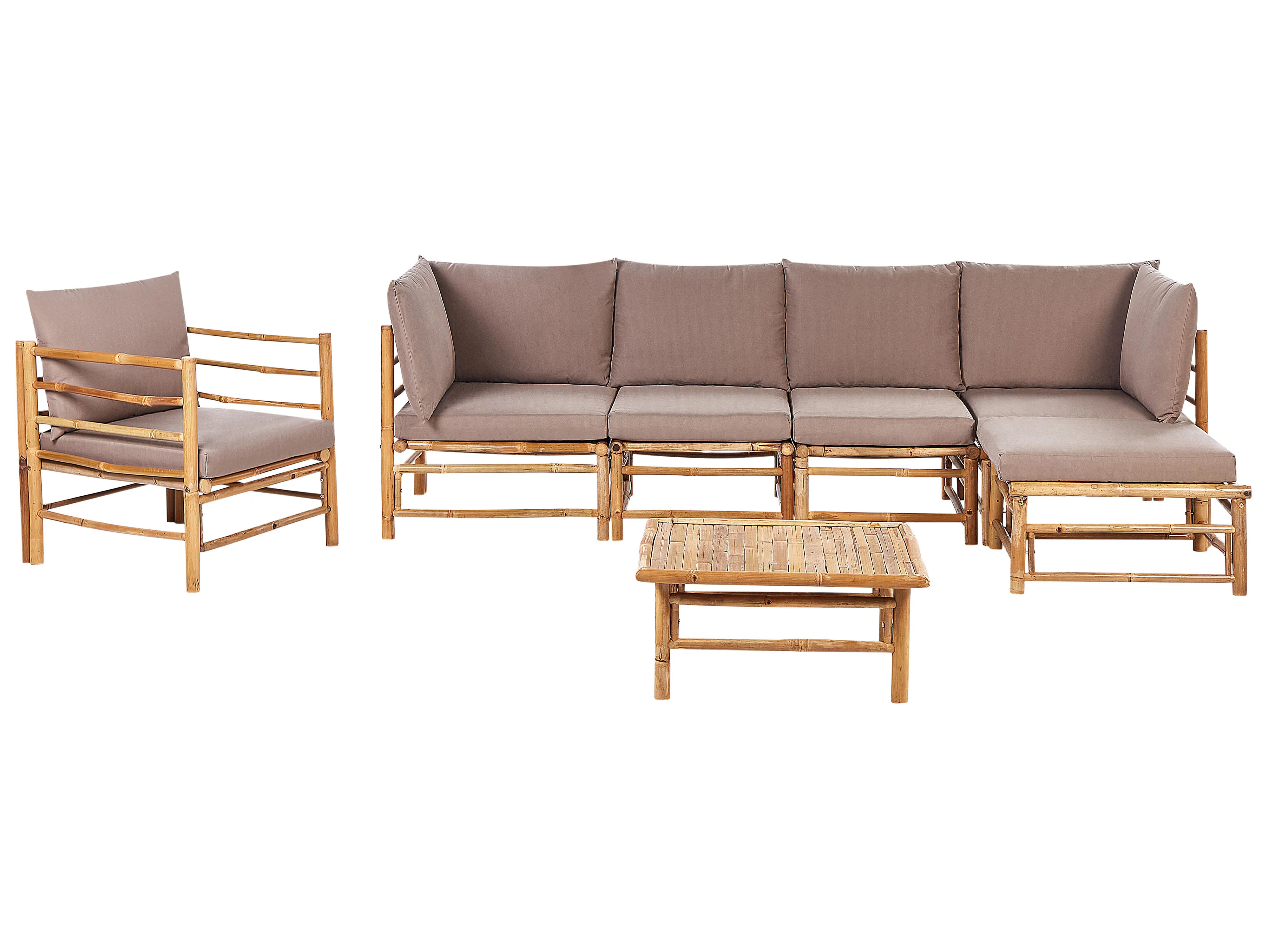 Garden Lounge Set with Table 6 Seater CERRETO Left Hand Bamboo Taupe