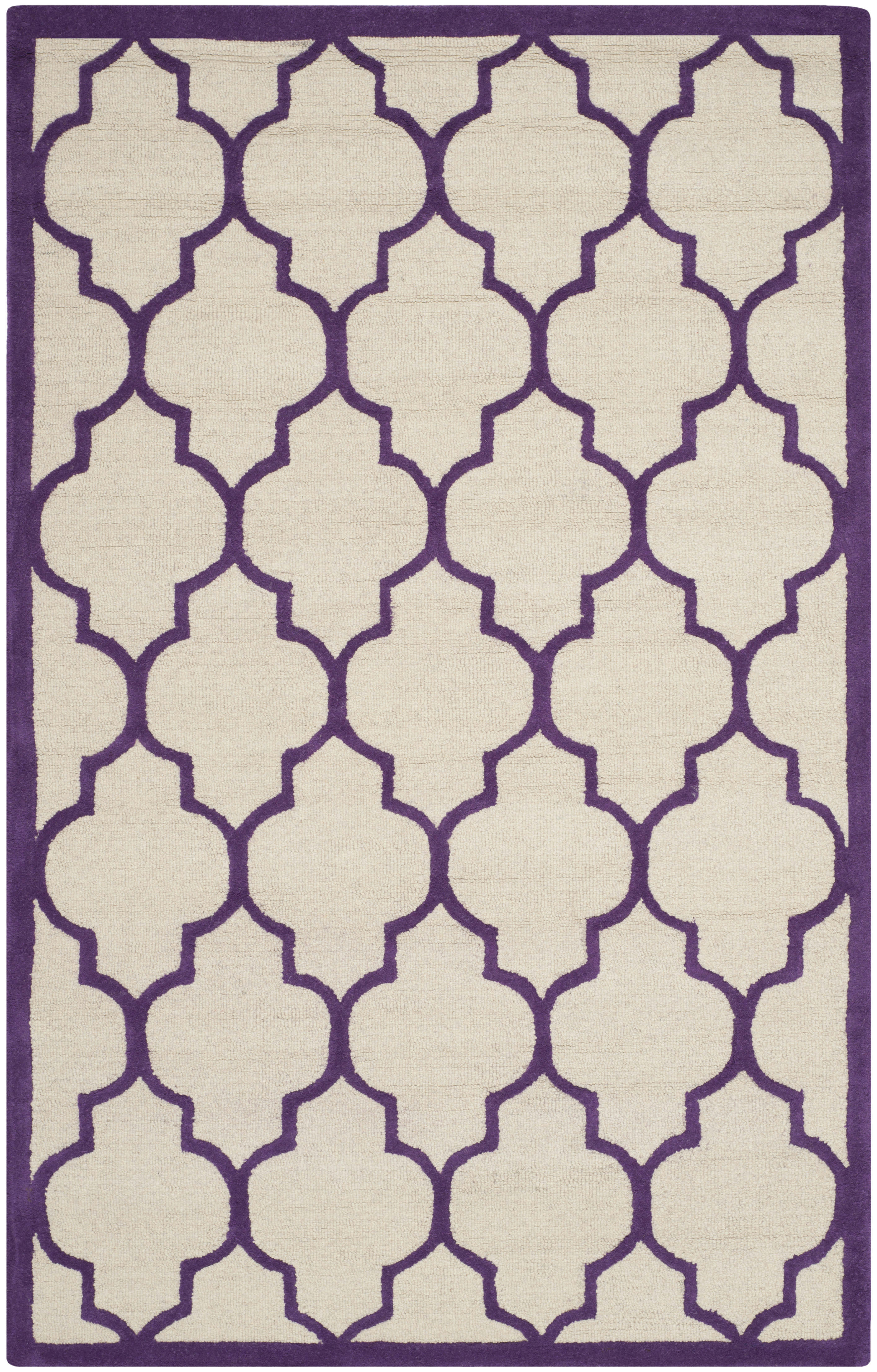CAMBRIDGE - Tapis de salon interieur en ivoire & violet, 152 x 244 cm
