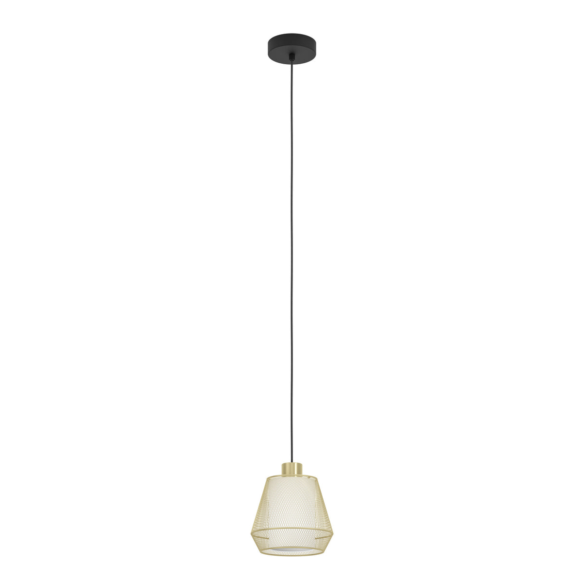EGLO hanglamp Ciudadela - e27 - ø 18 cm - zwart/goud/wit - textiel