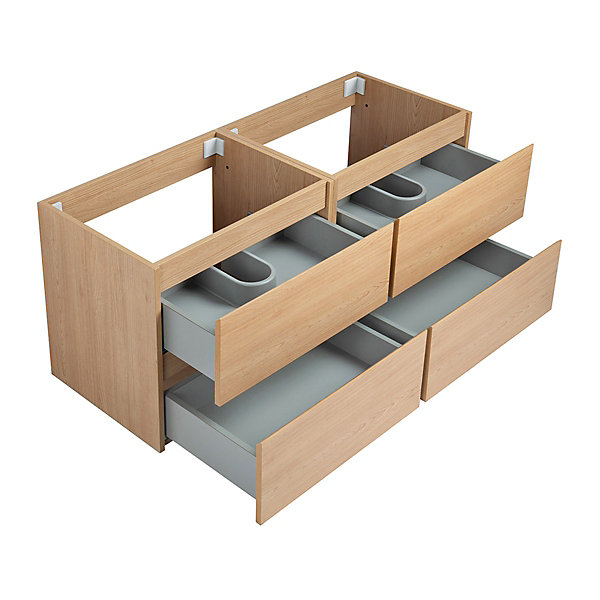 Pack Meuble prémonté 120 bois-Vasque résine-Robinets noir-Miroirs ELY - bain-bain