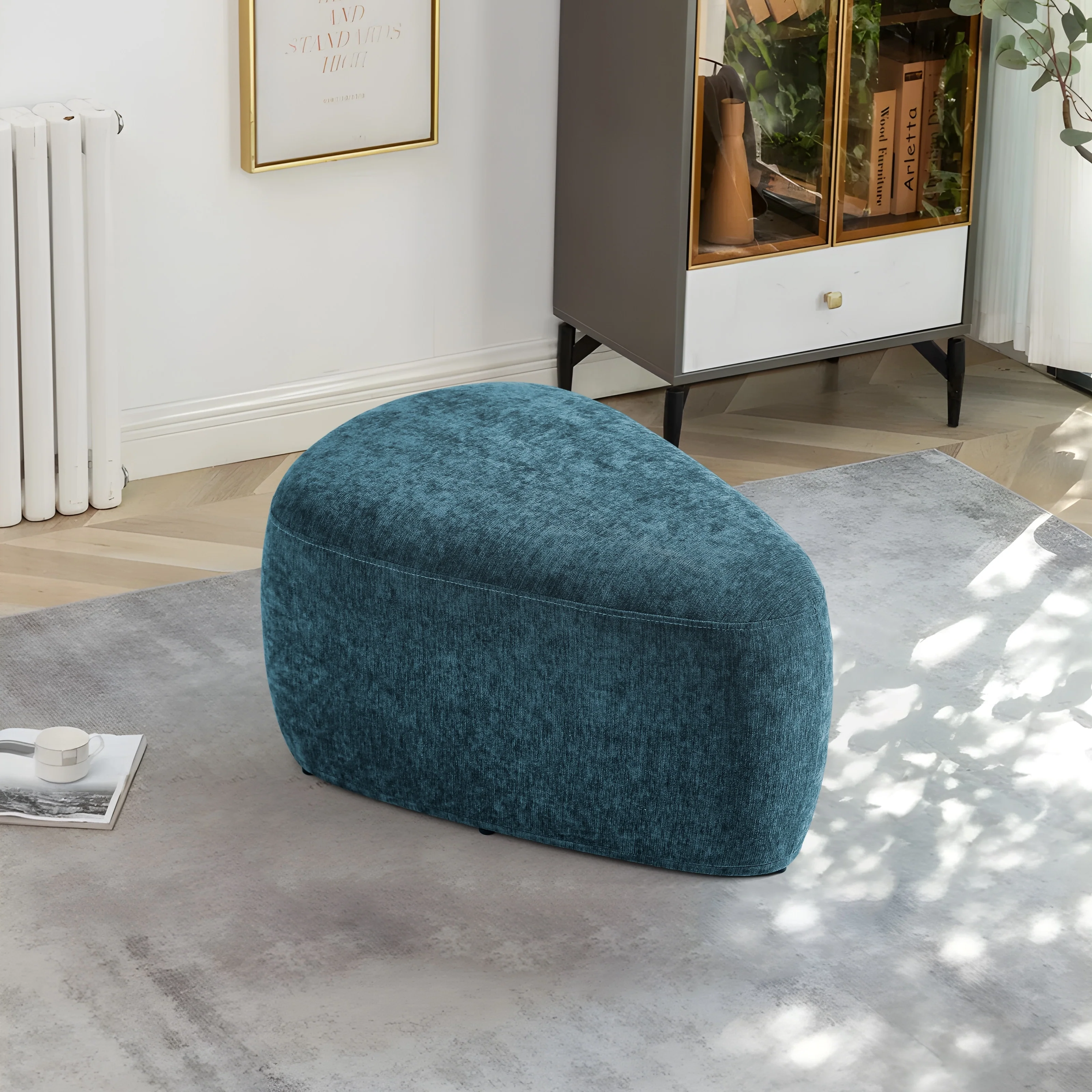 Modern Triangular Upholstered Accent Ottoman