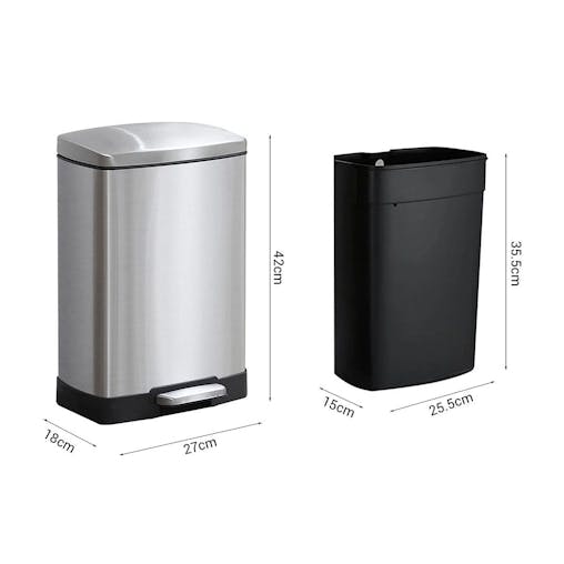 SOGA 4-Pack 12L Silver Stainless Steel Foot Pedal Trash Bin
