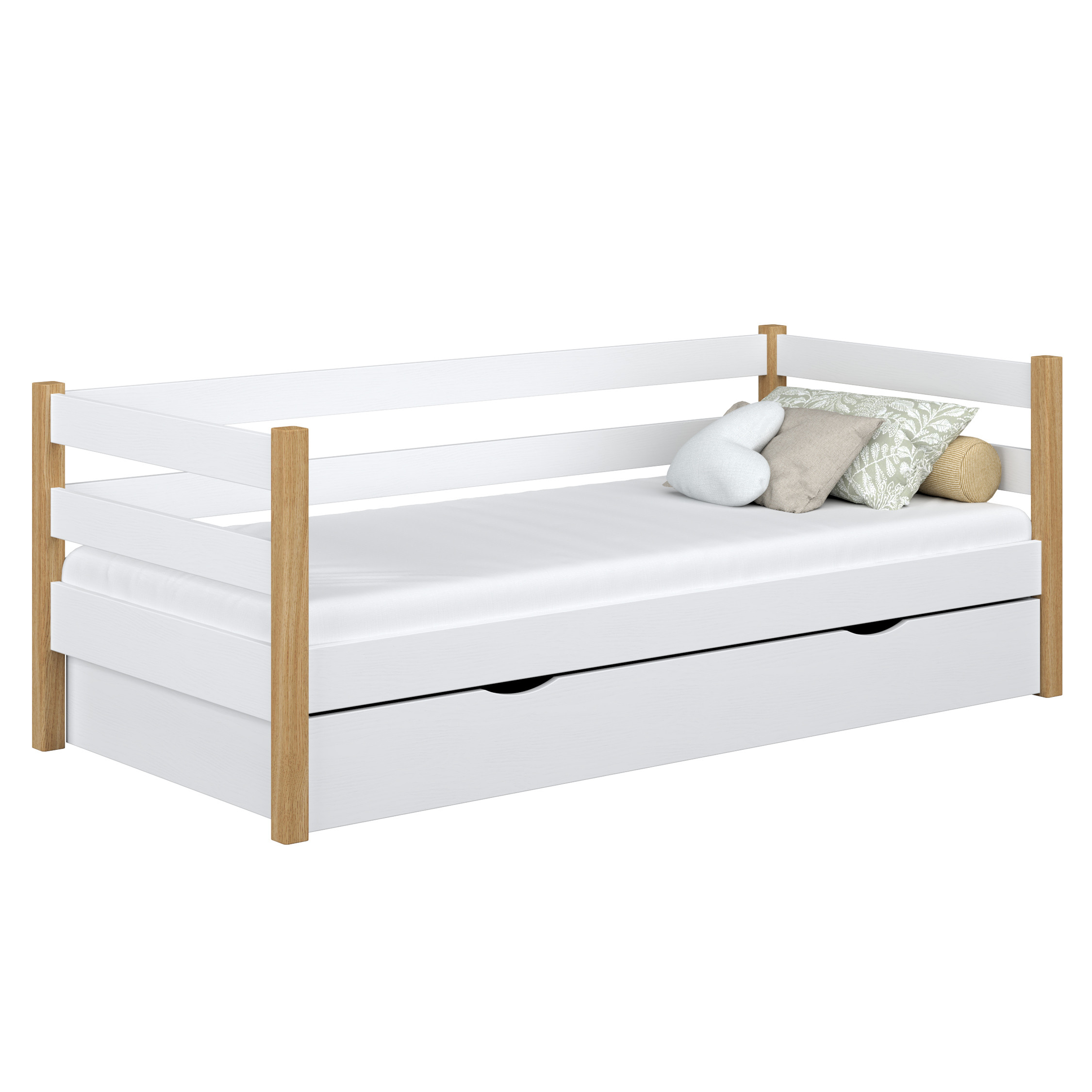 Drewniane łóżko sofa z szufladą N01