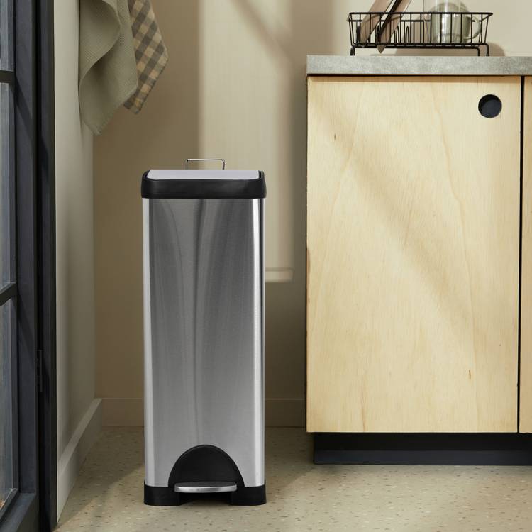 Habitat 30 Litre Slim Line Mod Pedal Bin - Silver