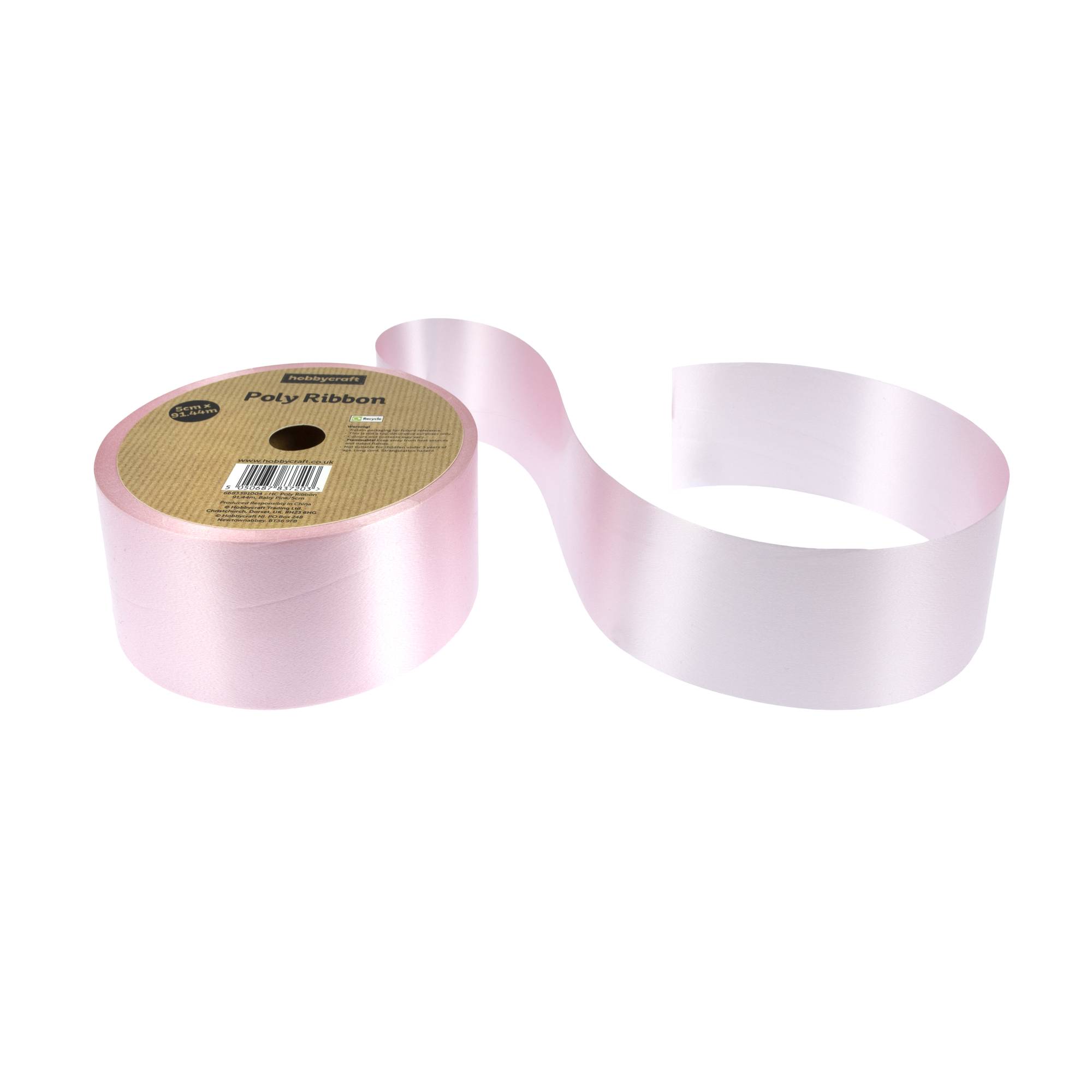 Baby Pink Poly Ribbon 5cm x 91m