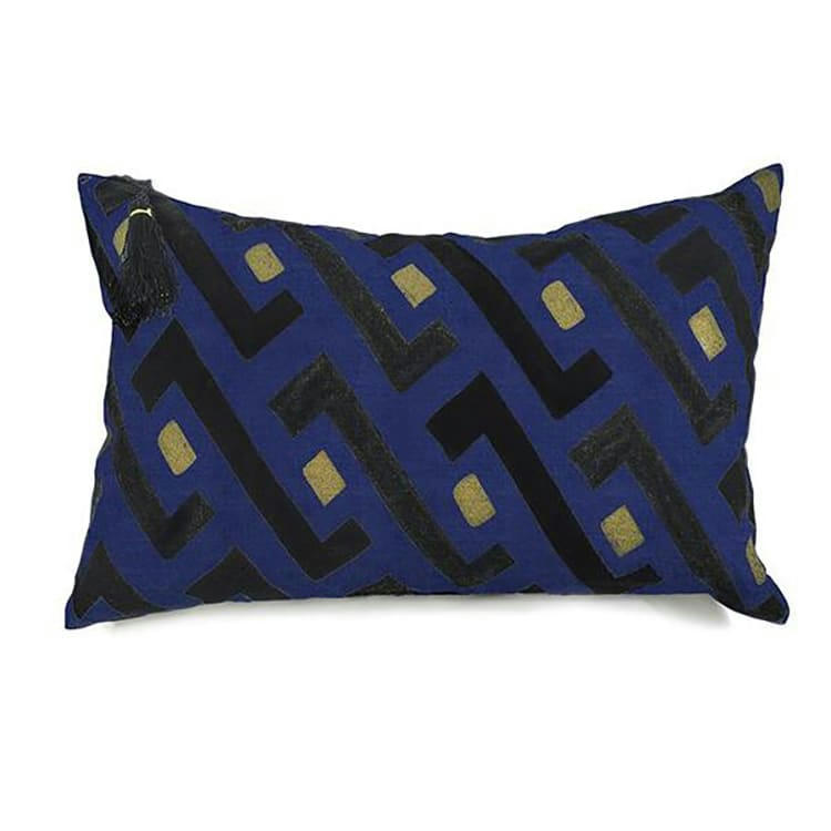 AFRIQUE ETNIQUE - Coussin en lin pur lavé Mali bleu 40x60