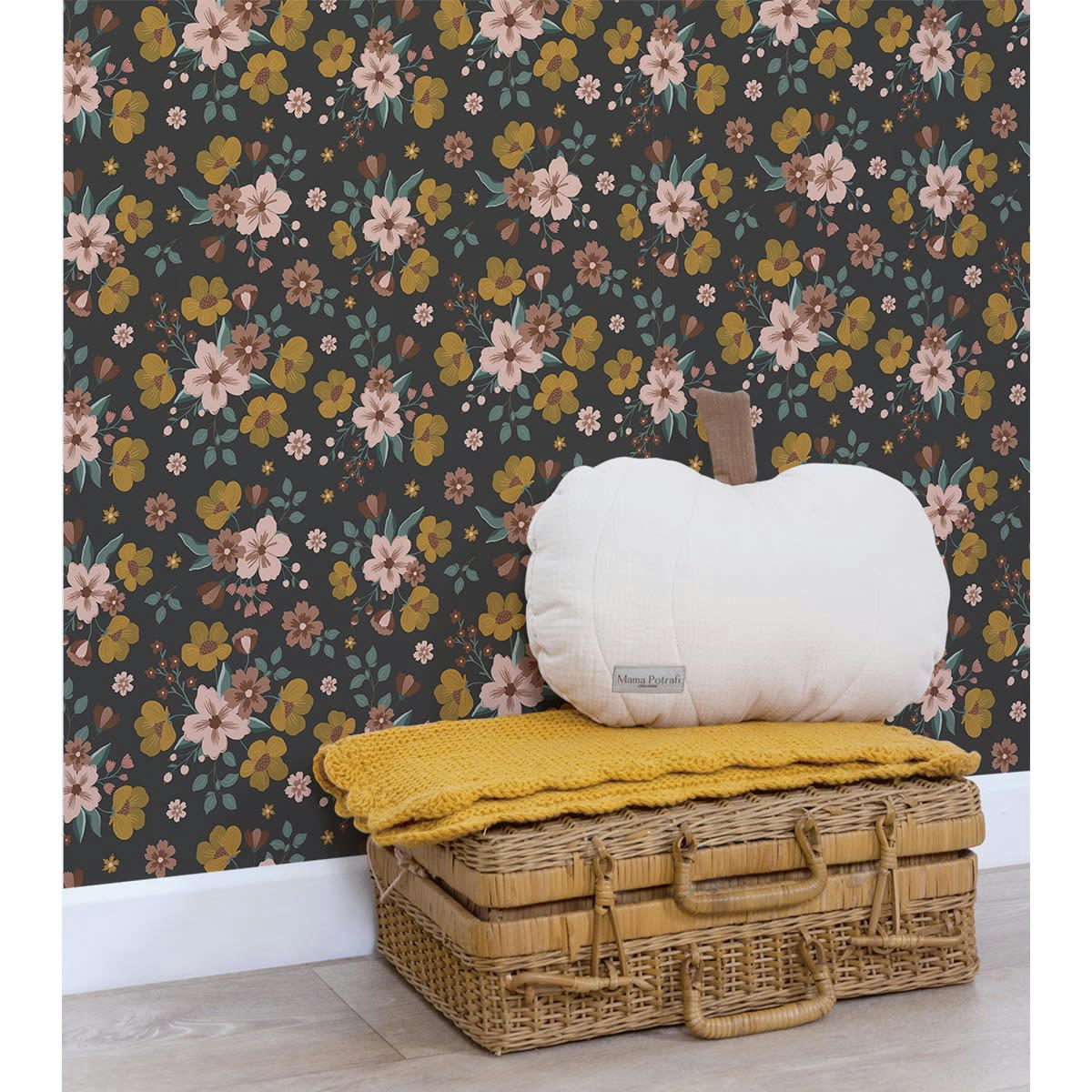 CAPUCINE - Papier peint fall bouquets noir