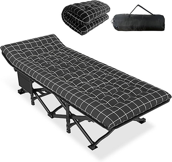Lit de Camping Pliable Robuste pour Adultes, lit de Couchage Confortable avec capacité de 200 kg
