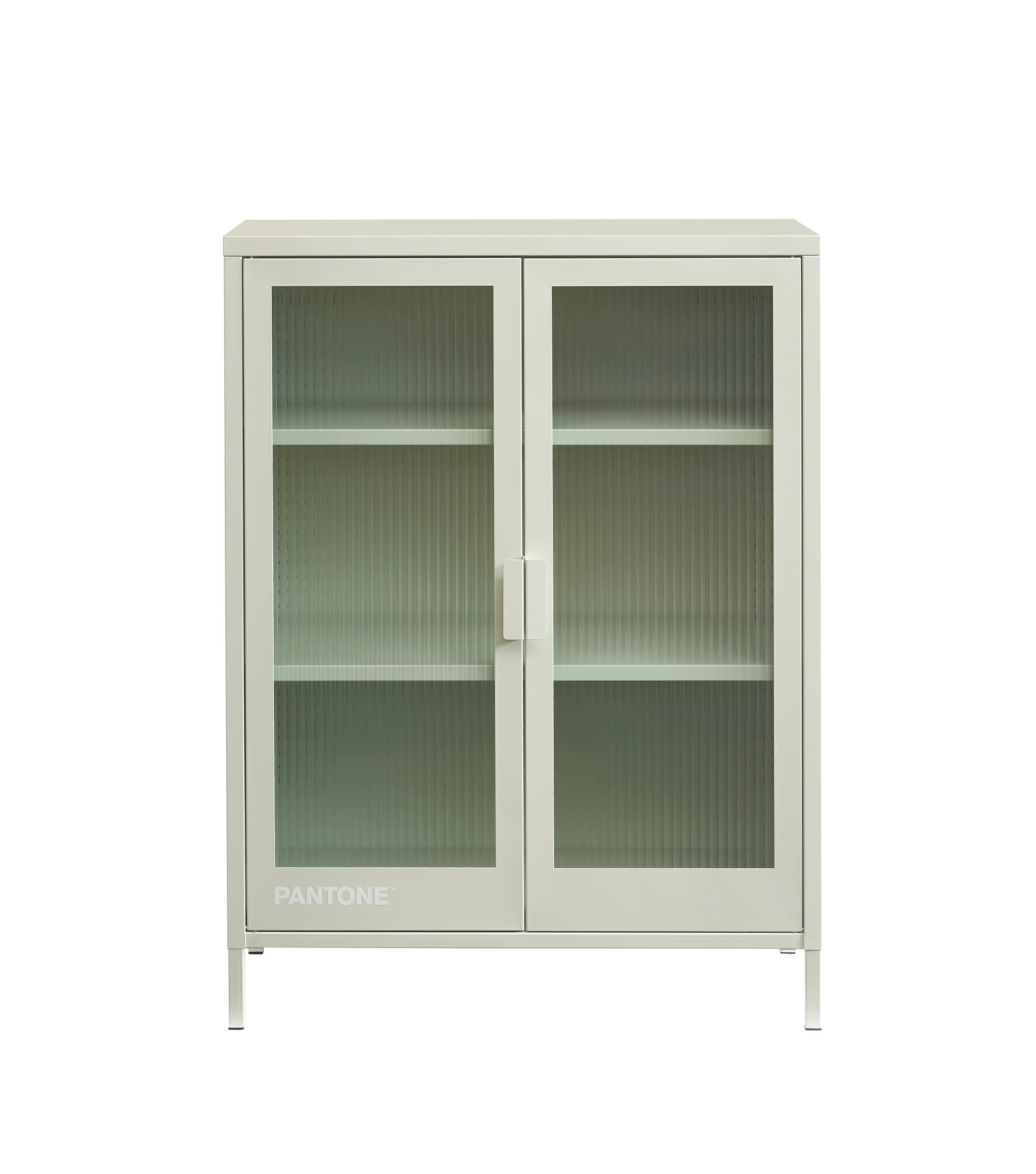 PANTONE - Buffet  beige sable portes en verre cannelé