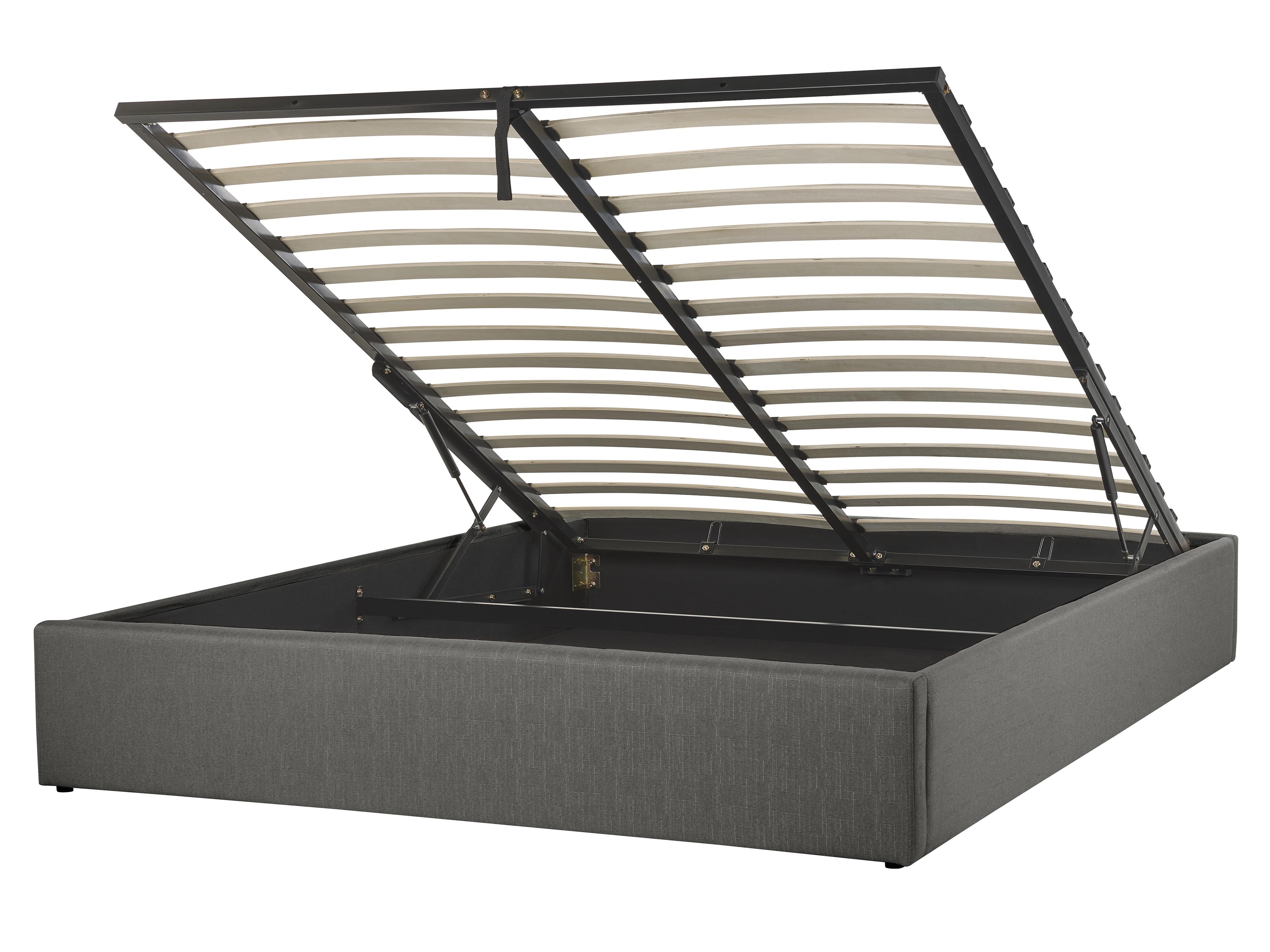 Ottoman Bed without Headboard Fabric DINAN 140 x 200 cm (EU Double) Dark Grey