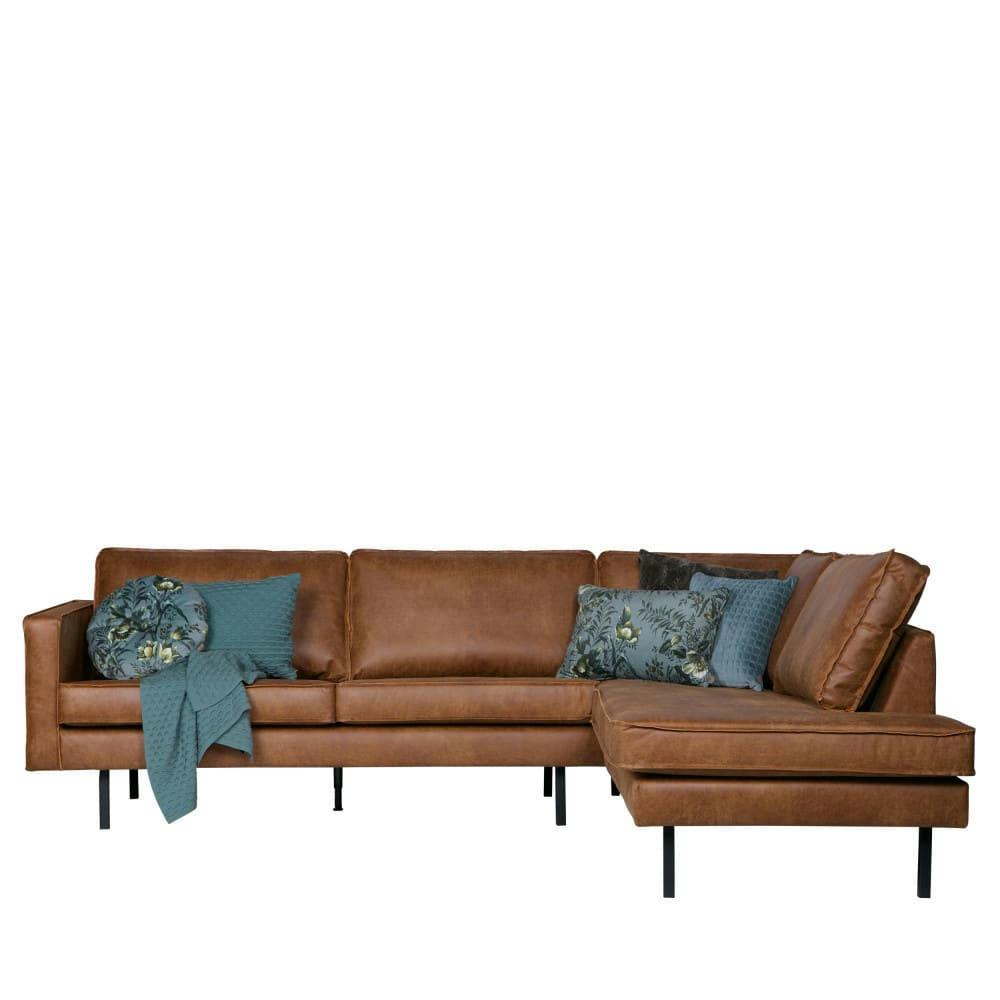 BRONCO - Canapé d'angle droit vintage cognac