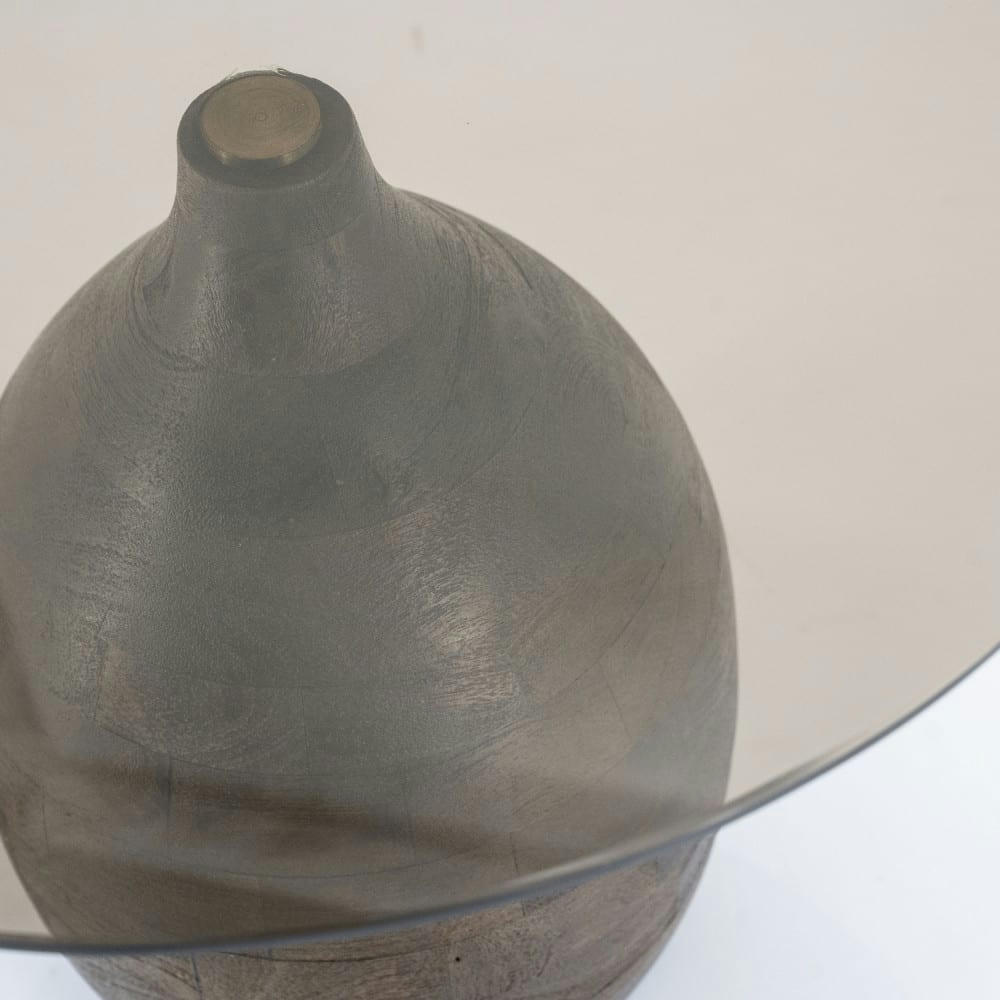 BOND - Table basse en verre et bois D60cm bois foncé