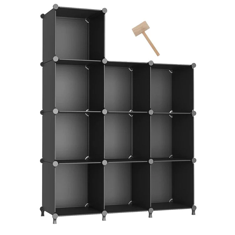 10 Cube Stackable Shoe Rack Organizer DIY Plastic Shoe Storage Cabinet for Closet & Entryway - N/A