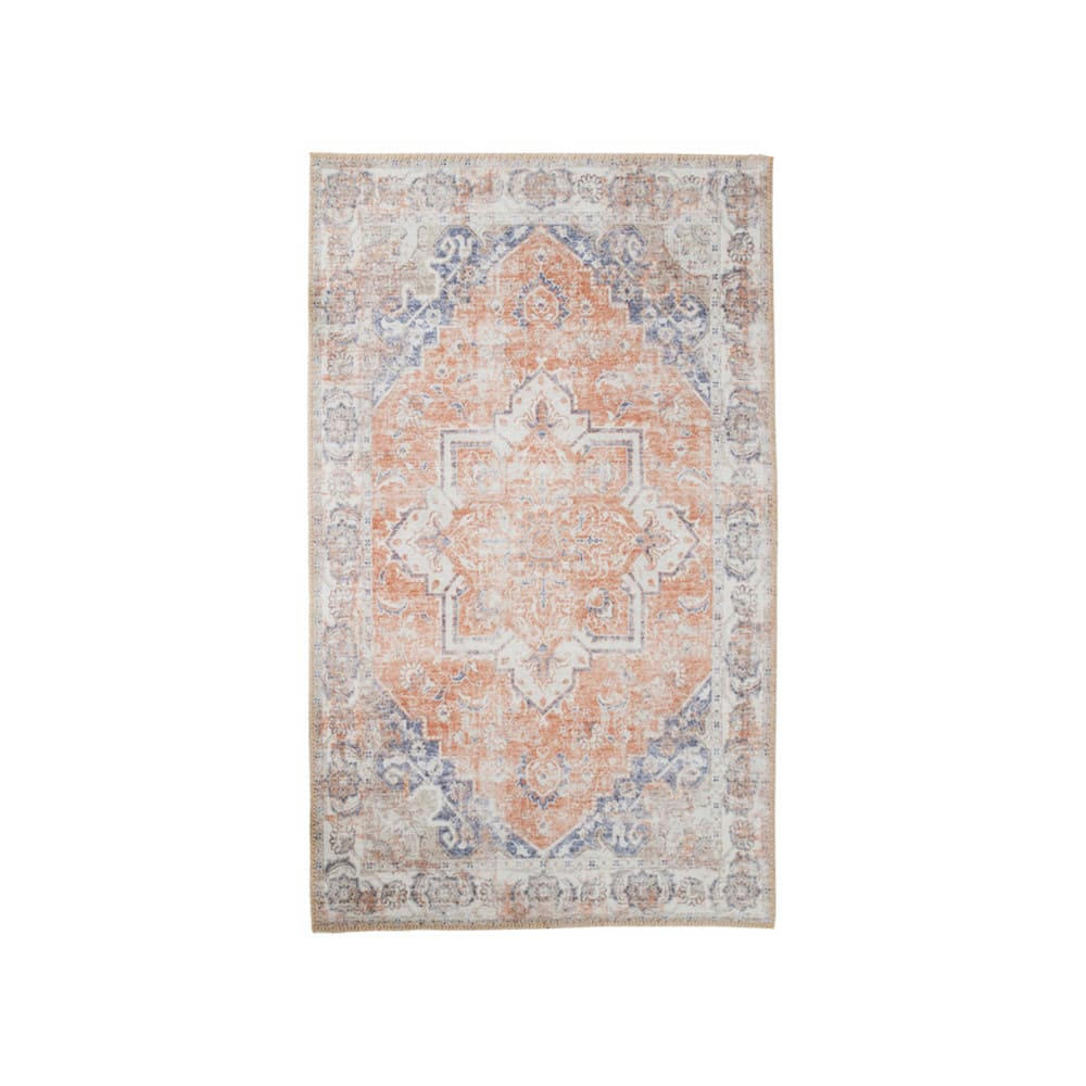HAVANA I - Tapis vintage en chenille orange  et  bleu 200x300 cm